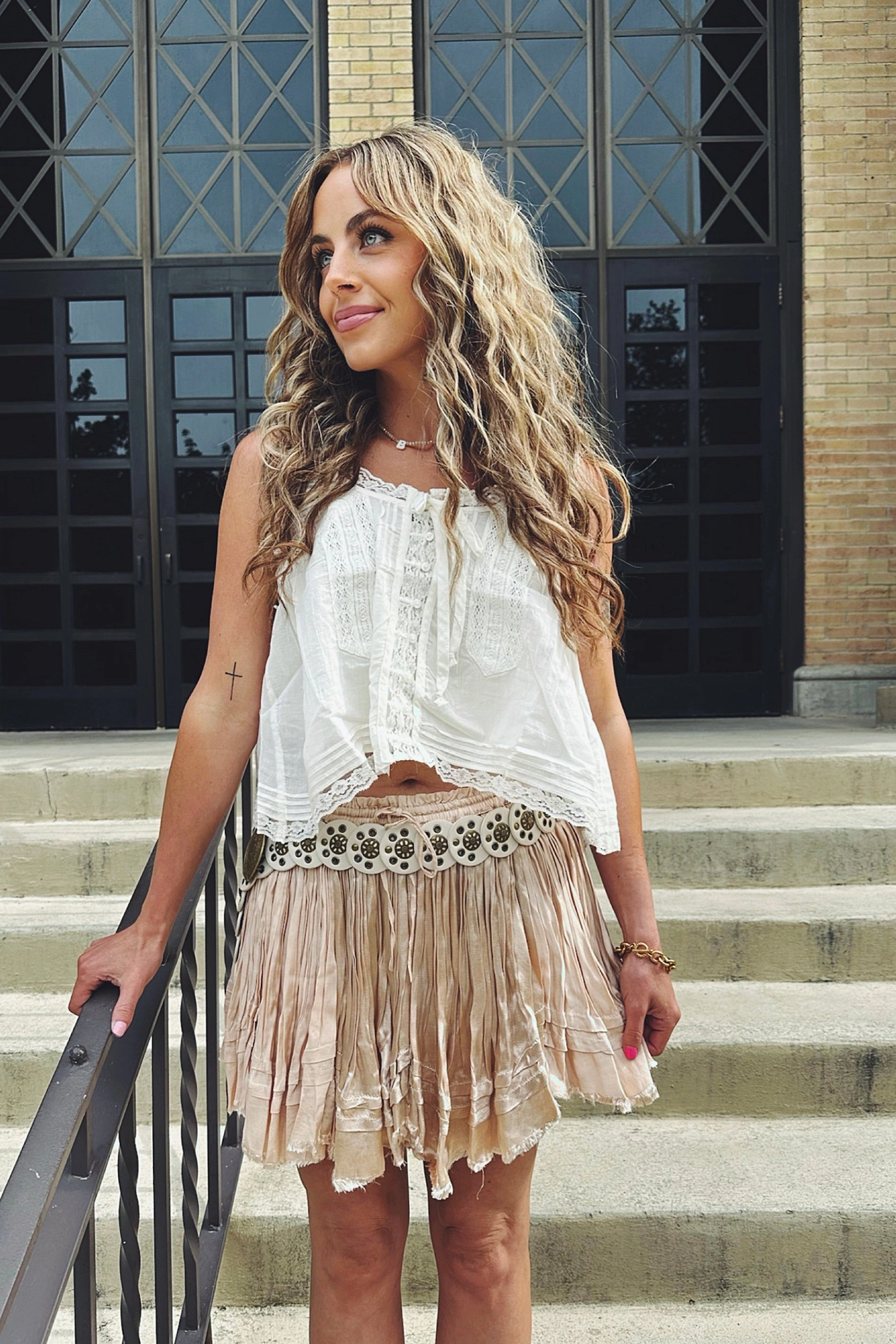 Festival Outfit Easy Combo Free People One Third Charm Shine Mini Skirt