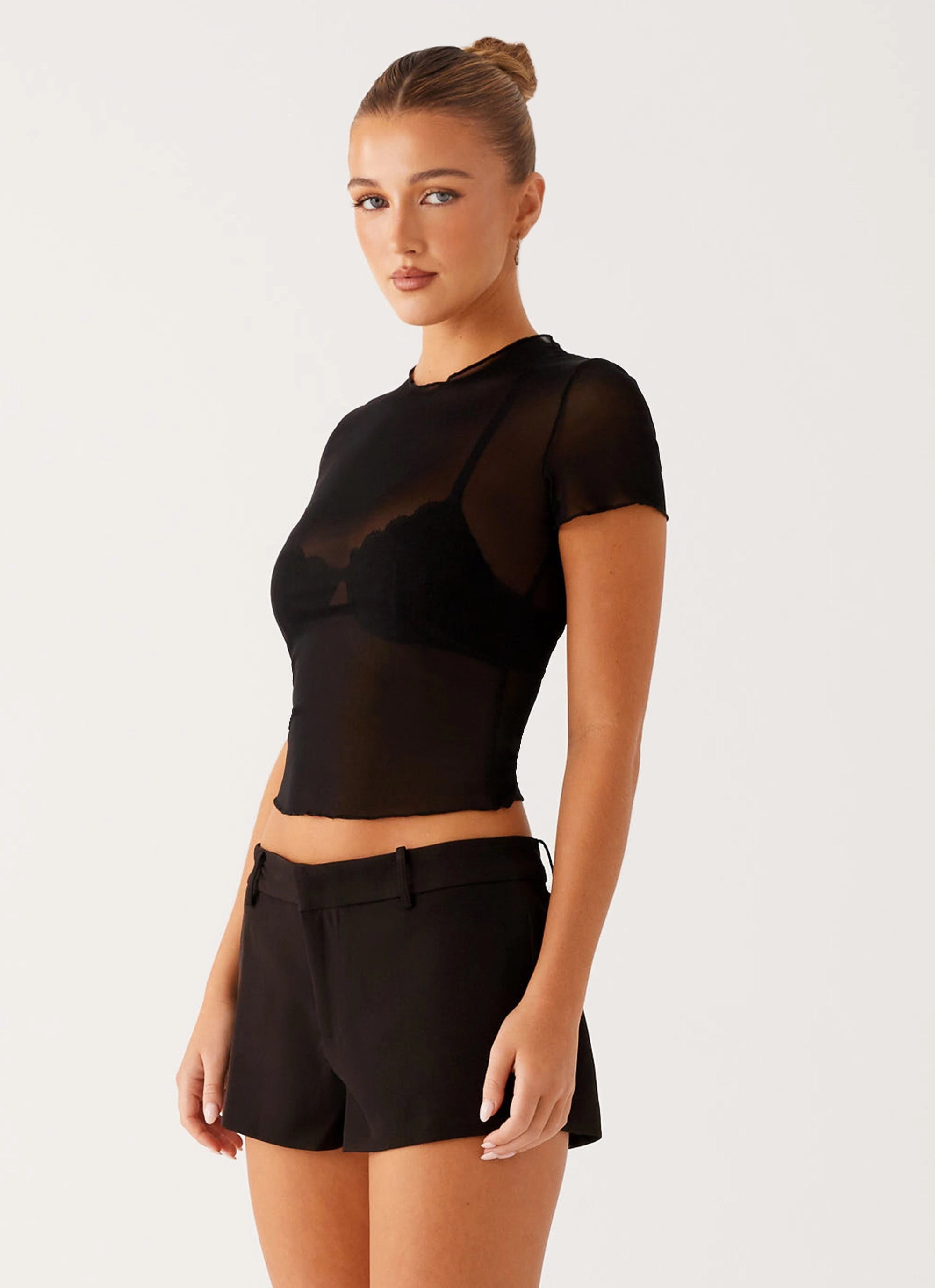 Work Essential Versatile Waist Freedom Mini Shorts - Black