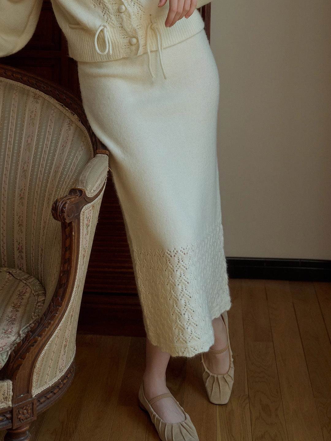 breathable panels Relaxed Fit Charley Cutout Crocheted Hem Skirt