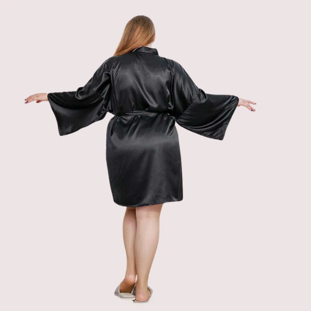 French Daina Extra Plus Size Silk Satin Robe