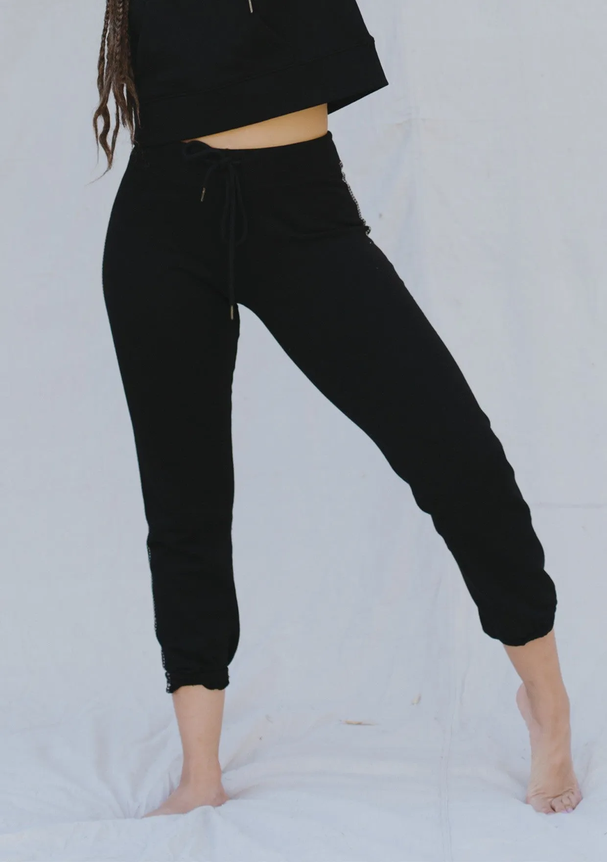 French Terry Side Stitch Knit Jogger Pants
