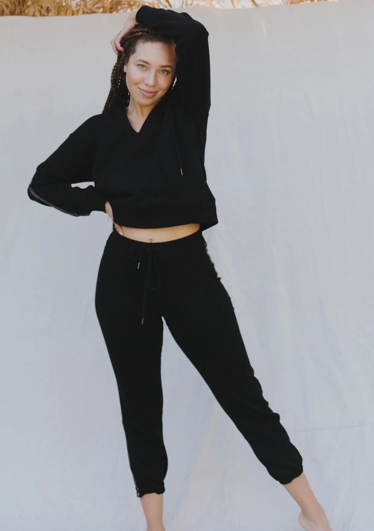 French Terry Side Stitch Knit Jogger Pants