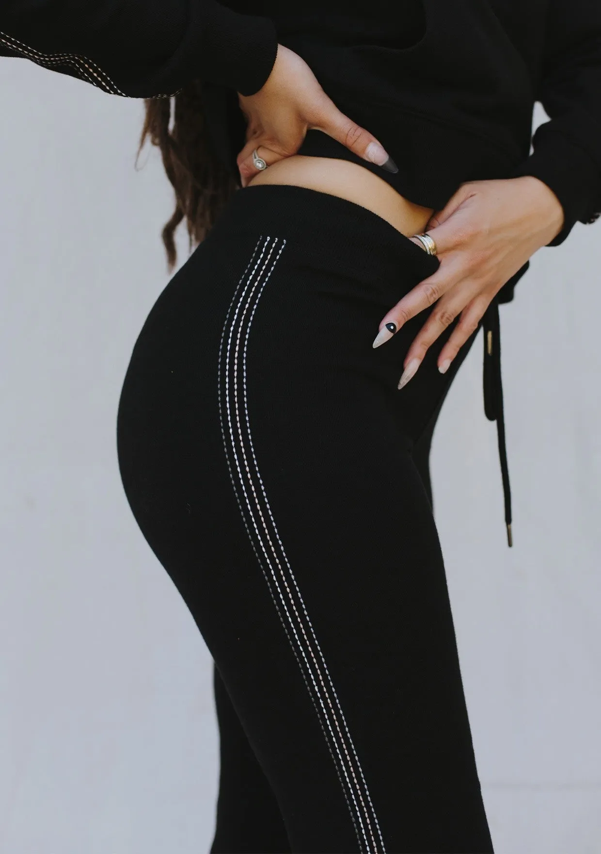 French Terry Side Stitch Knit Jogger Pants