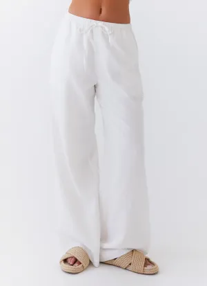 WindResistantMaterial Fresh Face Linen Pants - White