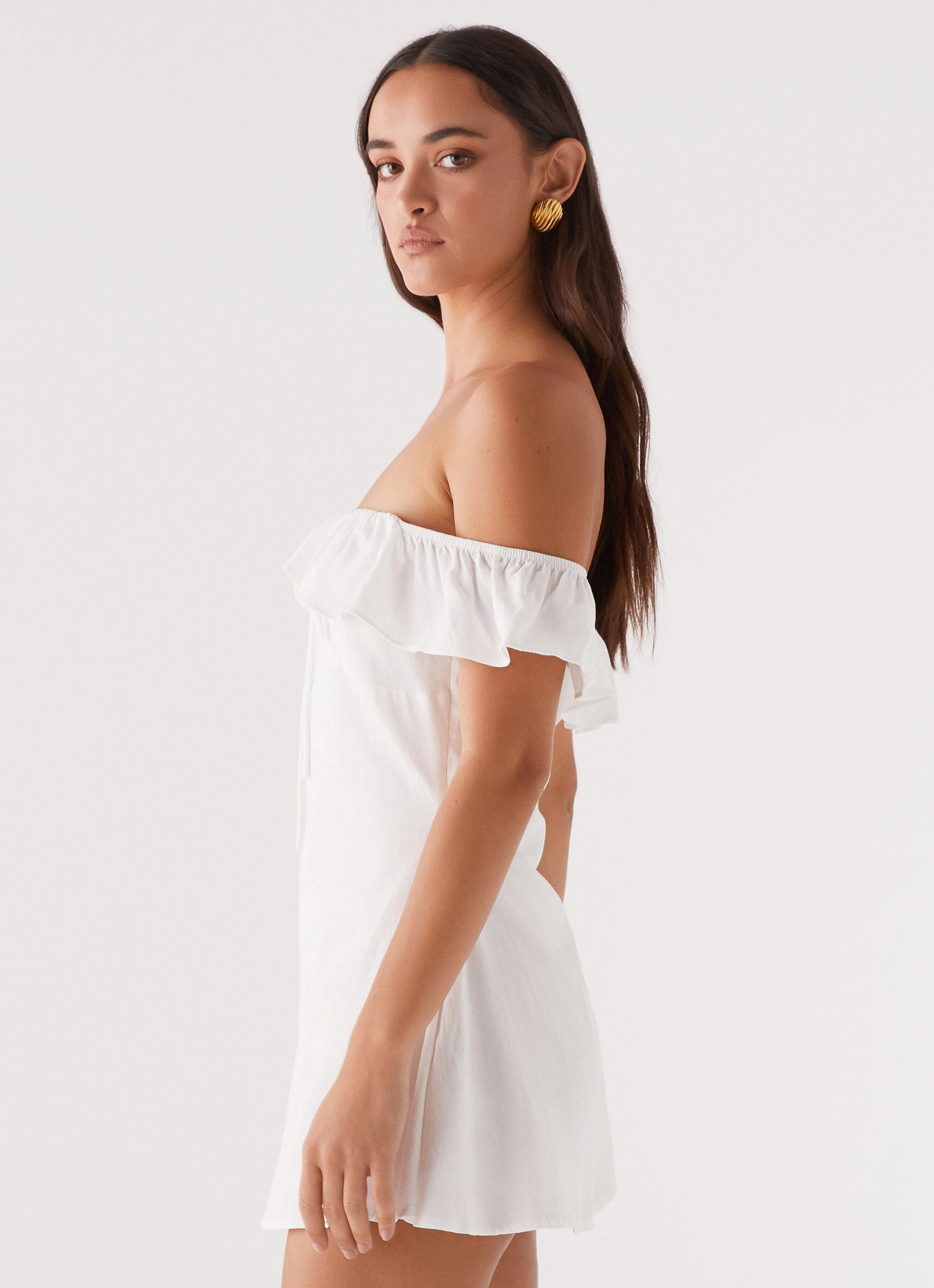 Holiday Travel Texas Sun Linen Mini Dress - White