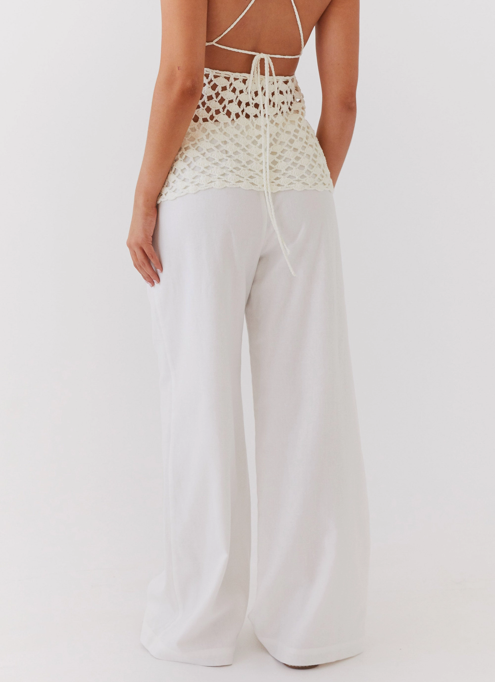 Fresh Face Linen Pants - White All weather