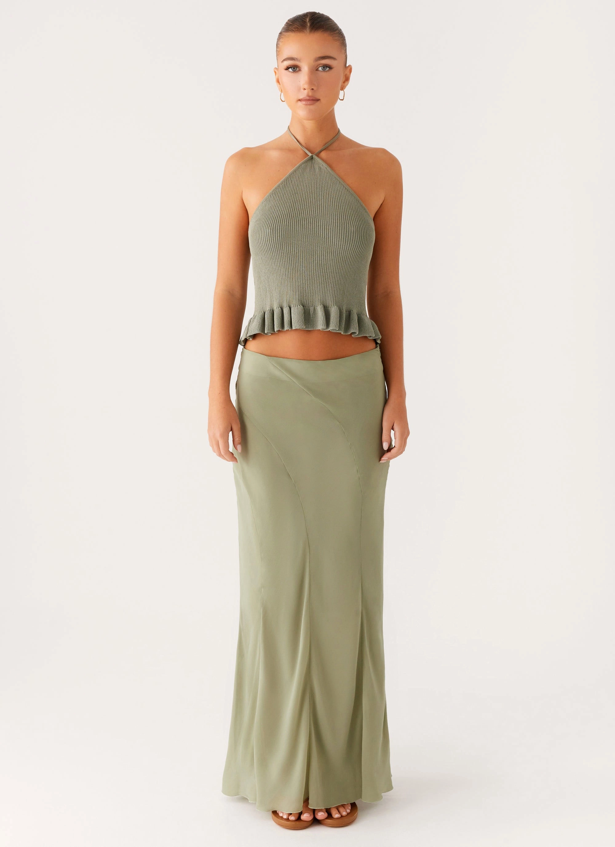 Maddox Maxi Skirt - Sage Business Meeting Thermoregulating Fabric