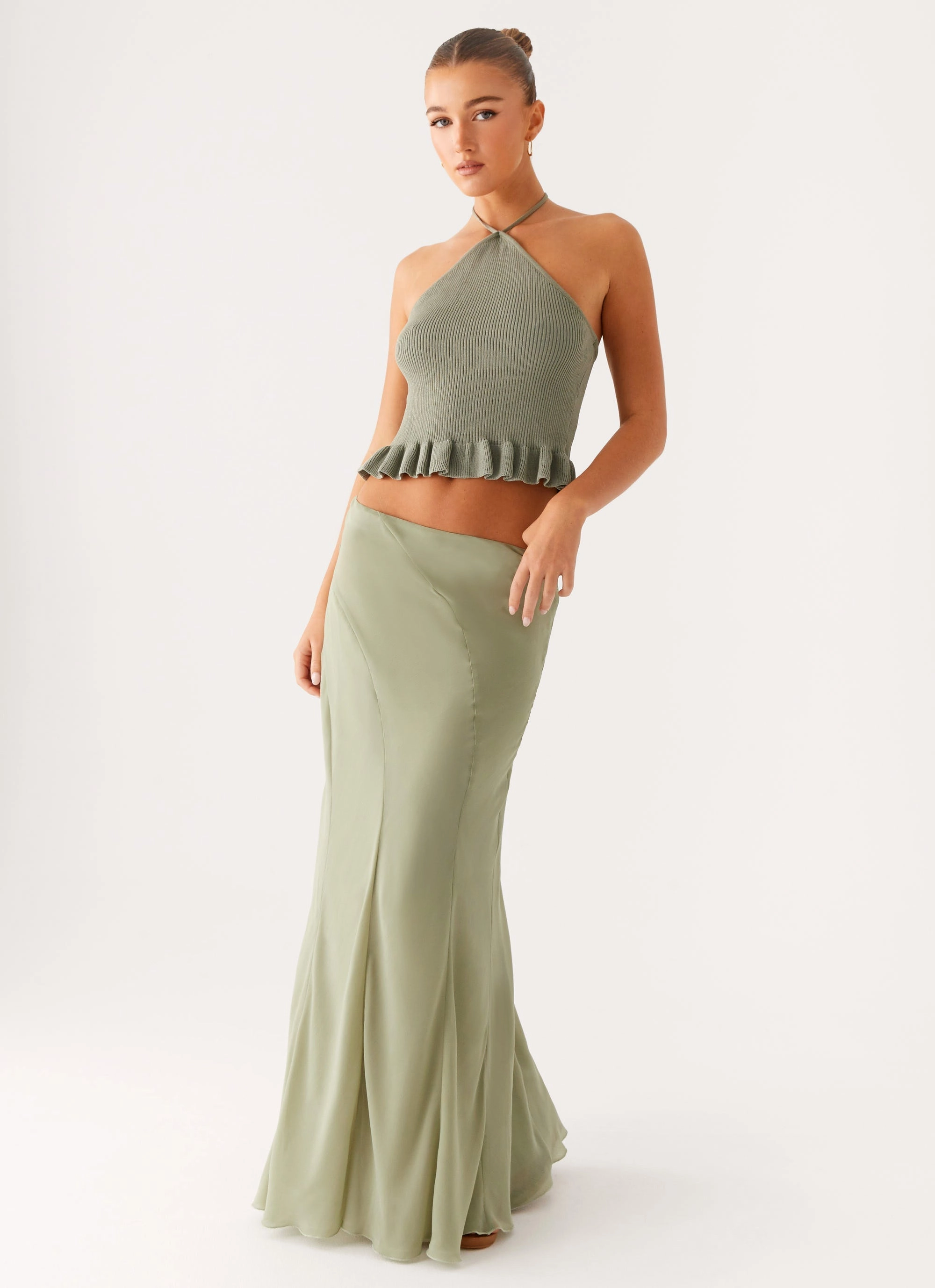 Maddox Maxi Skirt - Sage Holiday Travel
