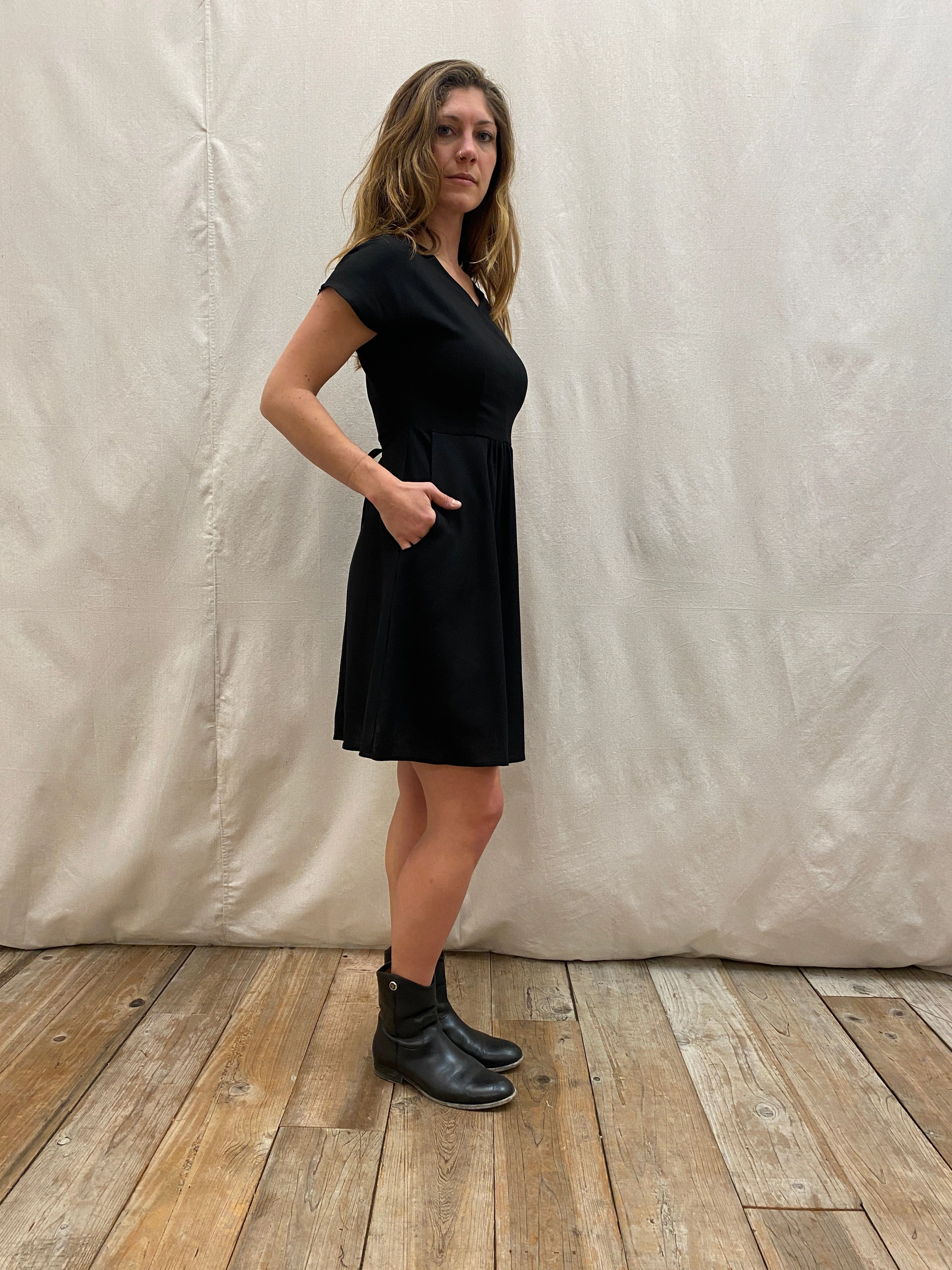 Dolman Dress in Black Linen Life Soft