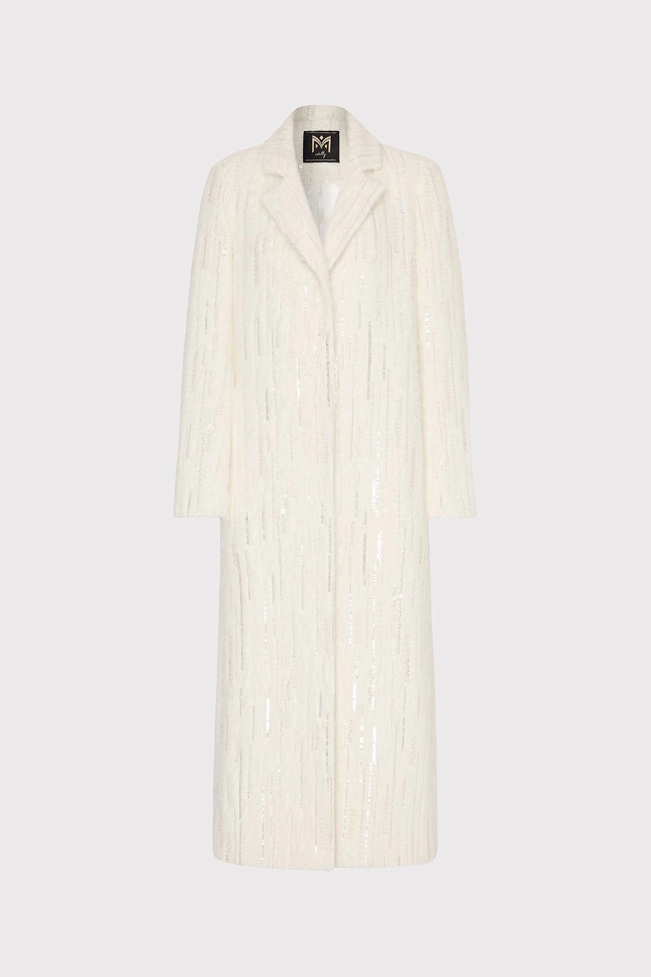 CompactFoldable Embellished Faux Mohair Coat
