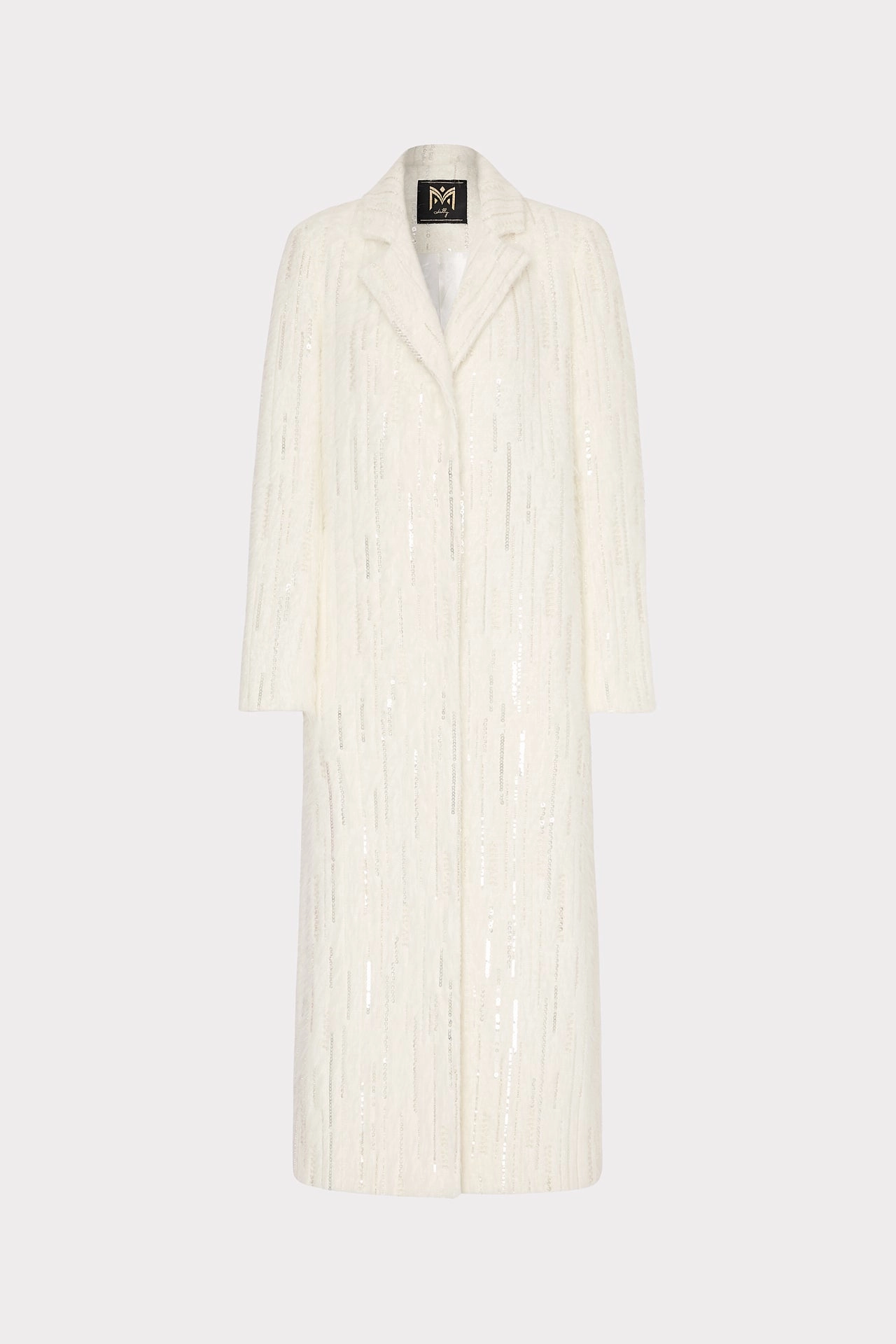 color block Heat Reflective Layer Embellished Faux Mohair Coat