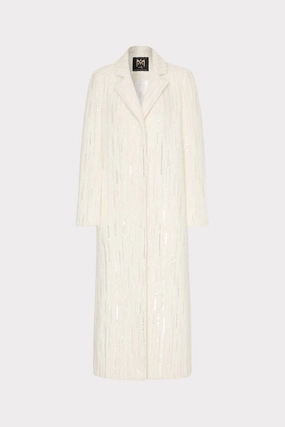 color block Heat Reflective Layer Embellished Faux Mohair Coat