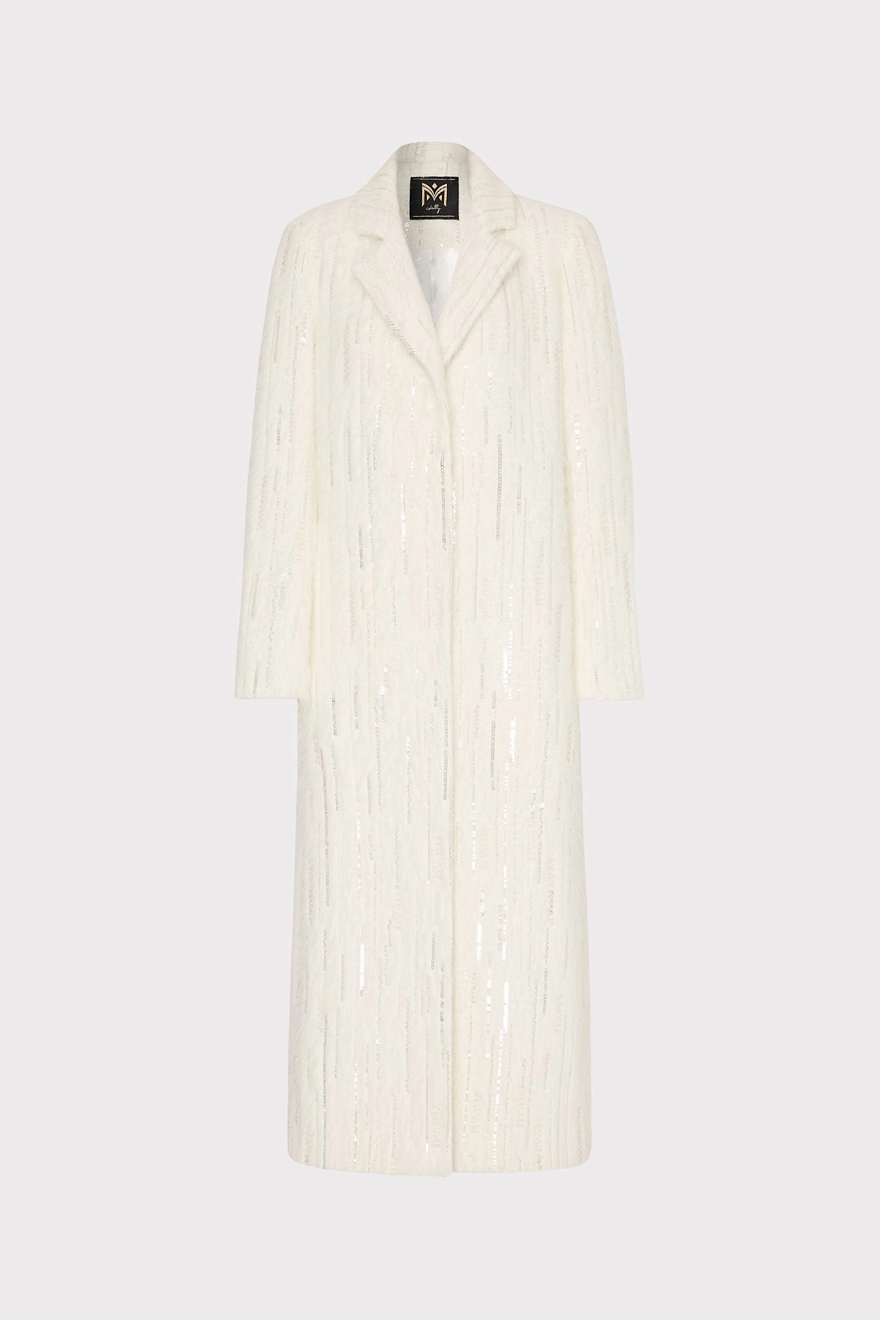 Embellished Faux Mohair Coat Adjustable Hood System Water resistant coating