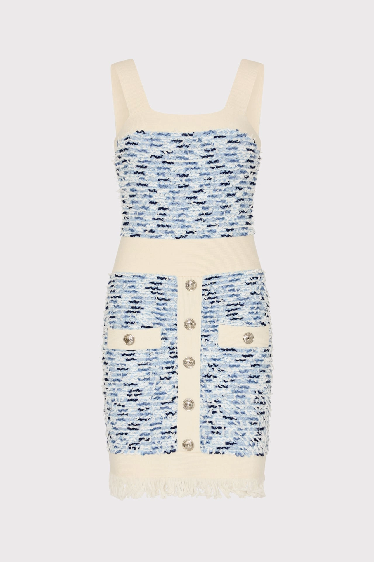 Fringed Textured Knit Mini Dress Urban Classic All Moments