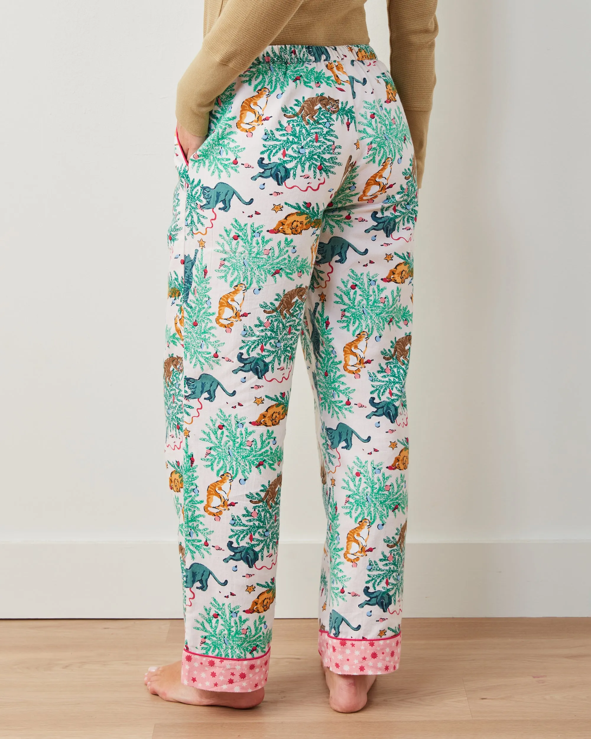 Frisky Firs - Lightweight Flannel PJ Pants - Sweet Cream