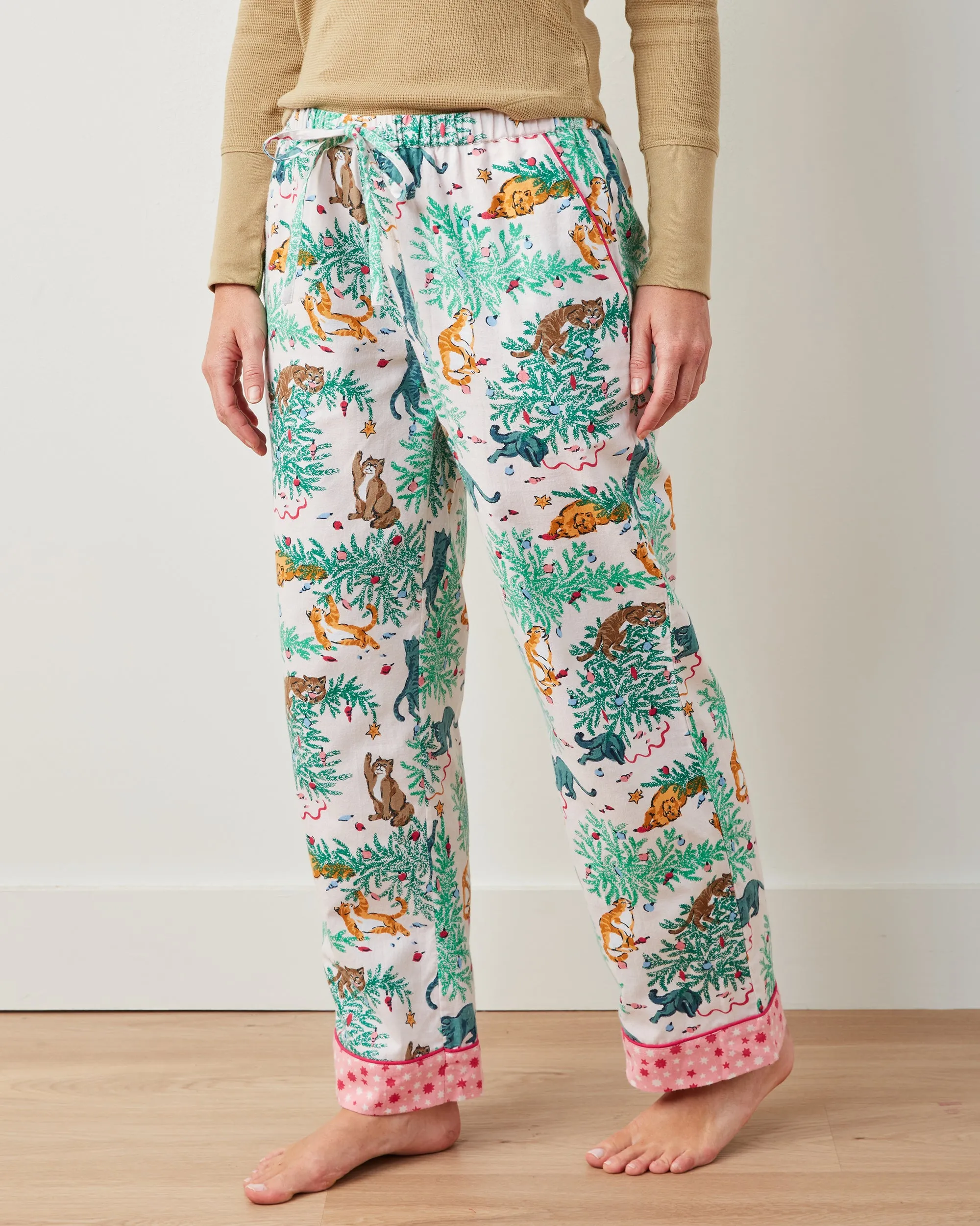 Frisky Firs - Lightweight Flannel PJ Pants - Sweet Cream