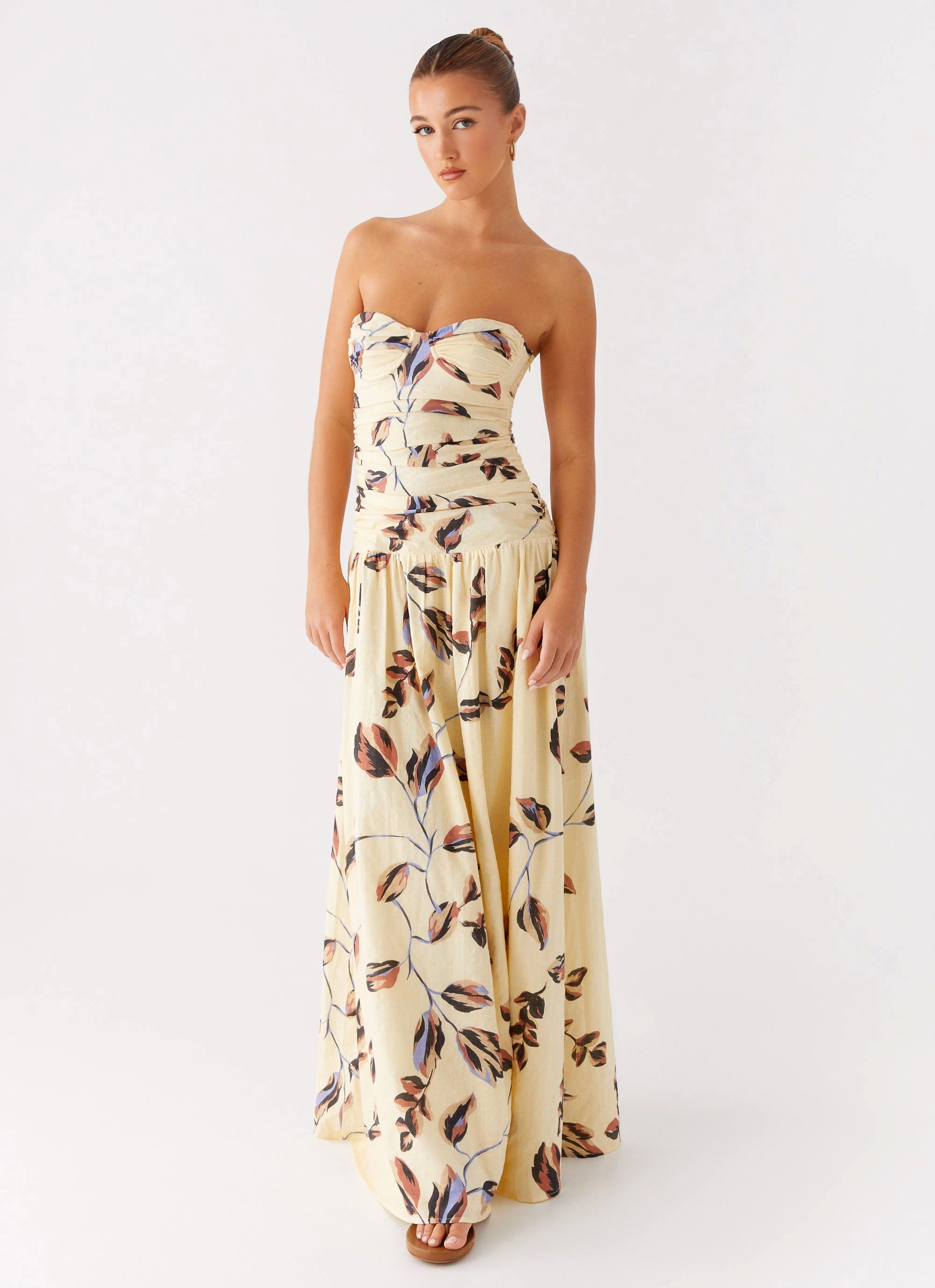 Rhea Ruched Maxi Dress - Buttercream Bliss Long Lines