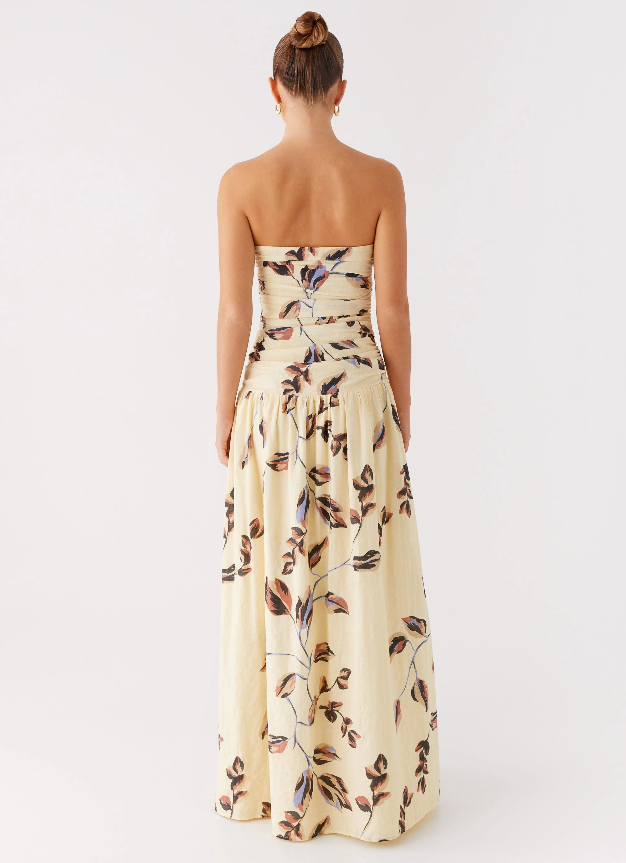 Rhea Ruched Maxi Dress - Buttercream Bliss Modern Lines
