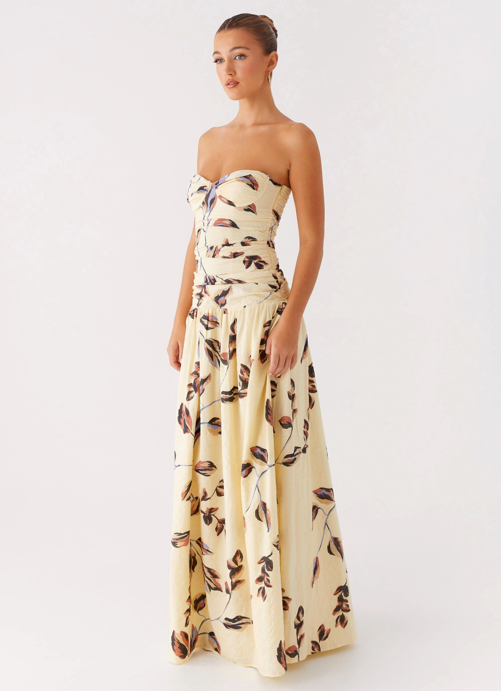 Stylish Touch Timeless Comfort Rhea Ruched Maxi Dress - Buttercream Bliss