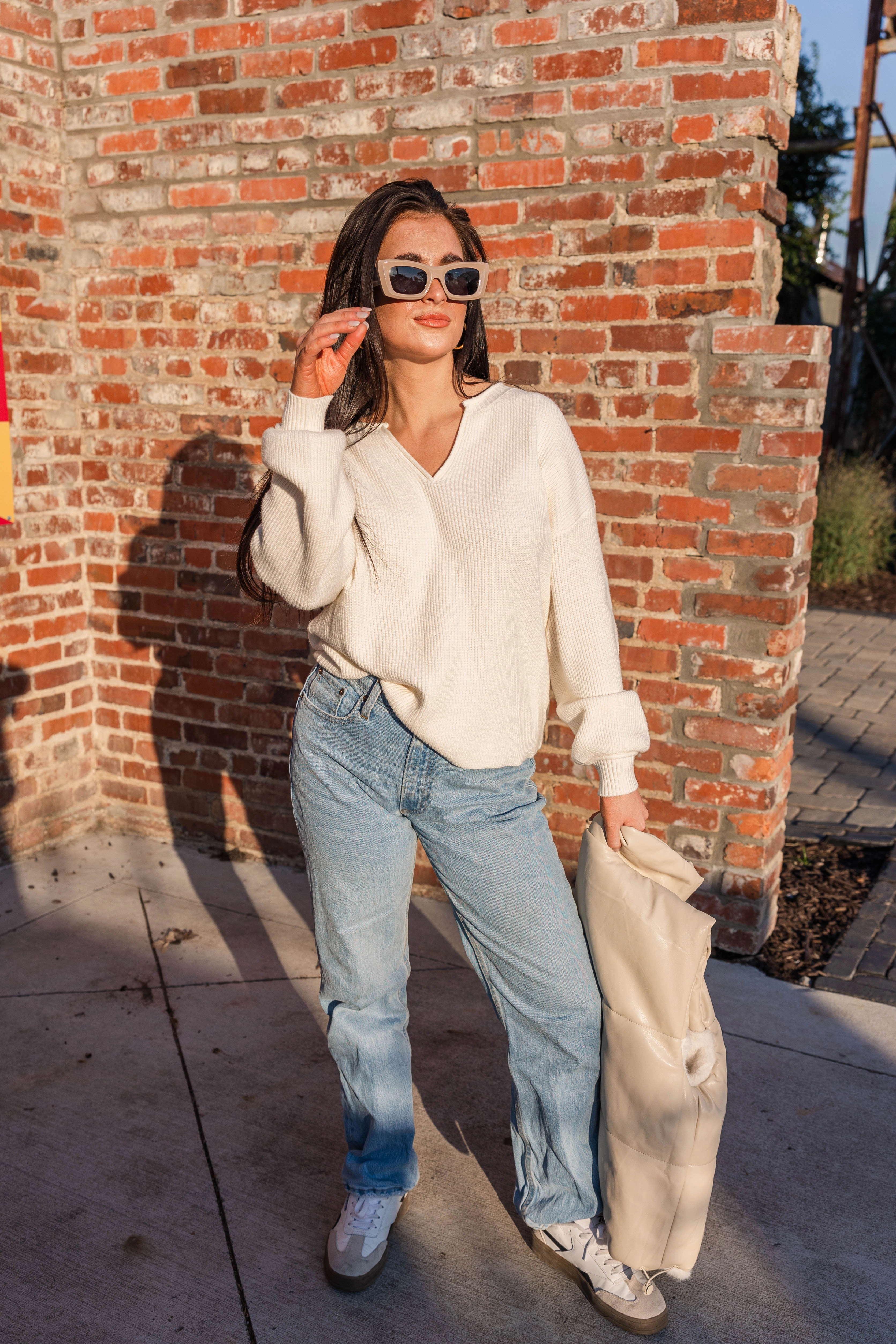 Frost V Neck Sweater Layered Edging