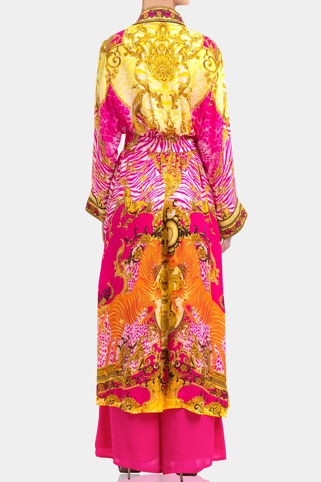 Fuchsia Silk Robe Dress