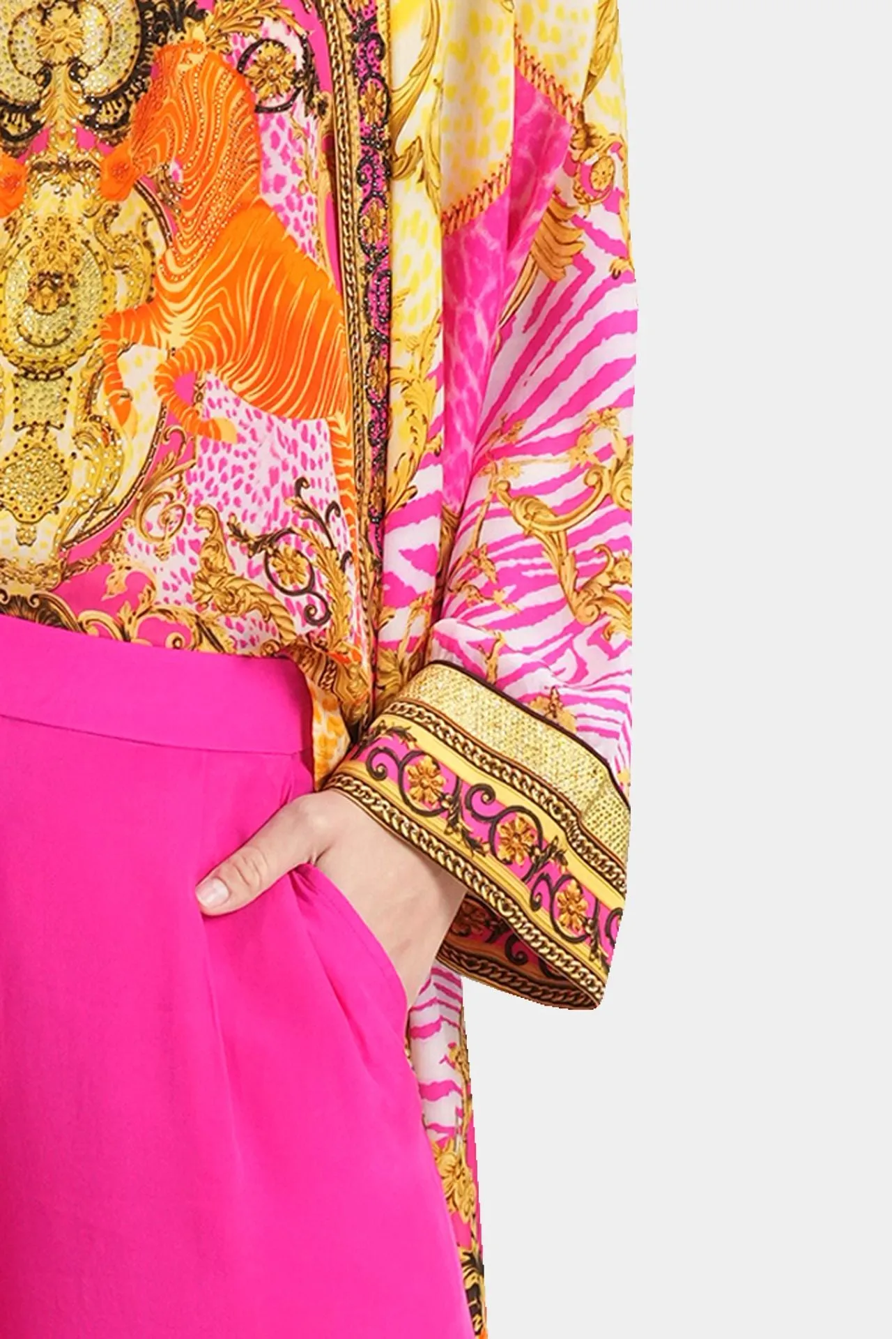 Fuchsia Silk Robe Dress
