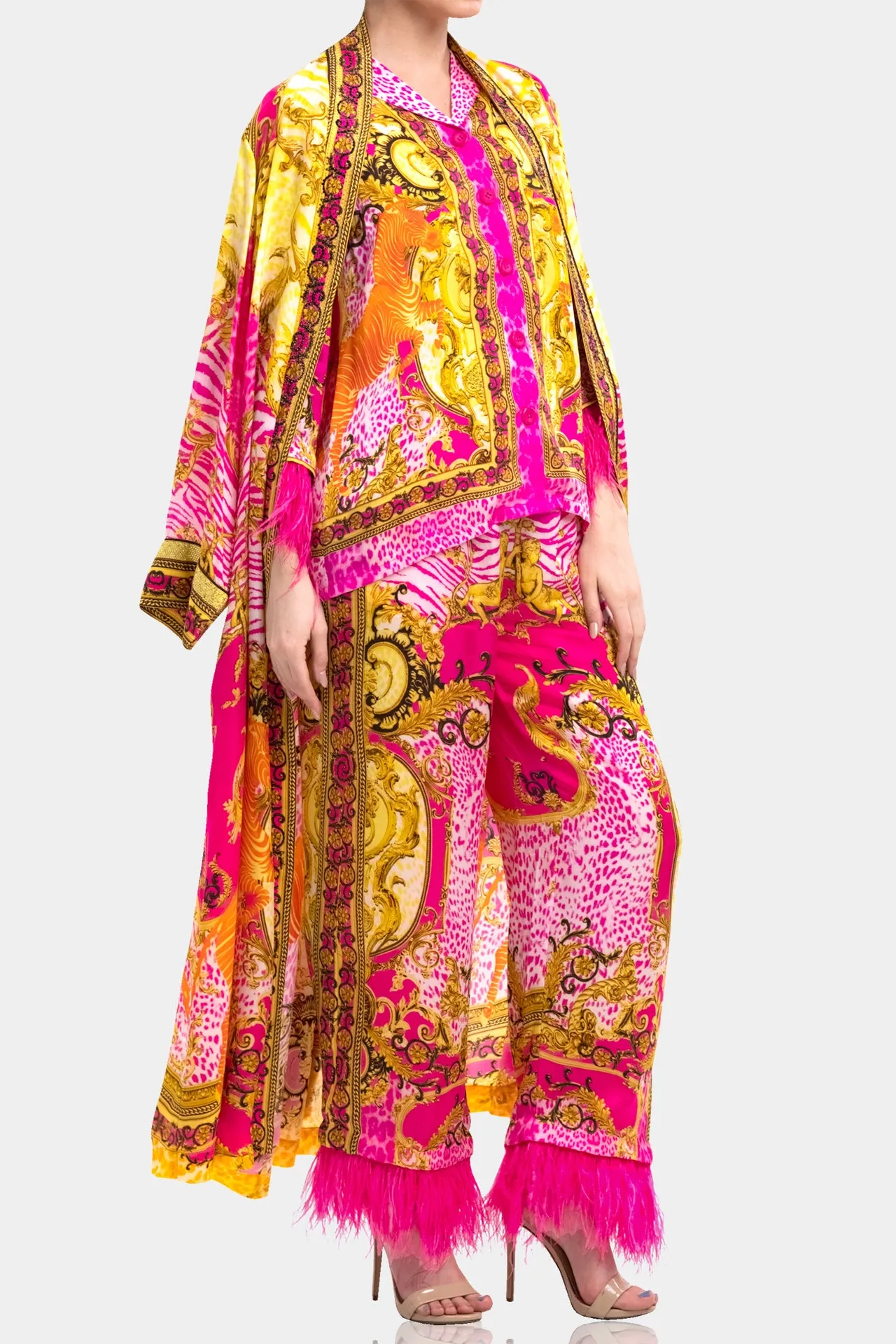 Fuchsia Silk Robe Dress