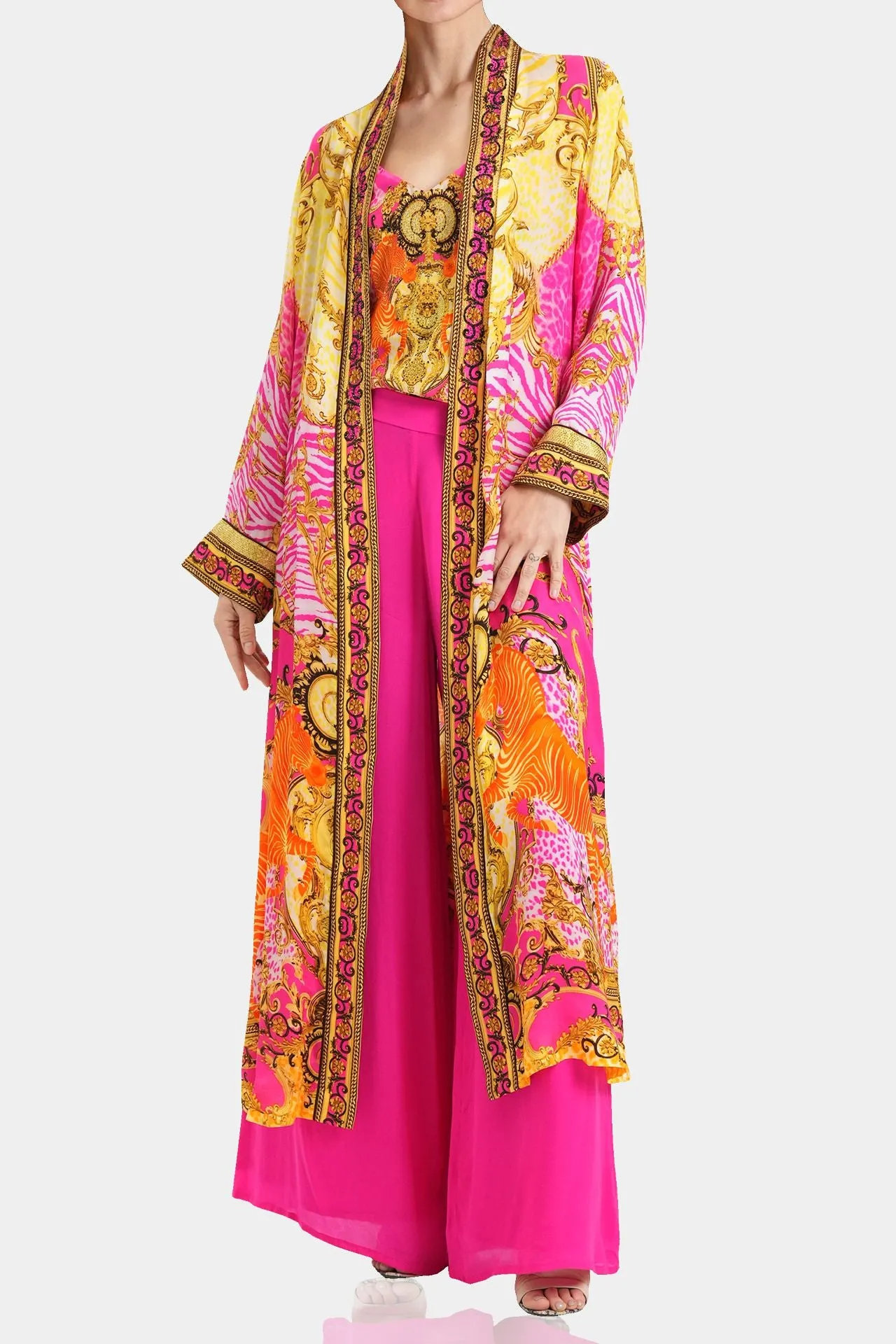 Fuchsia Silk Robe Dress