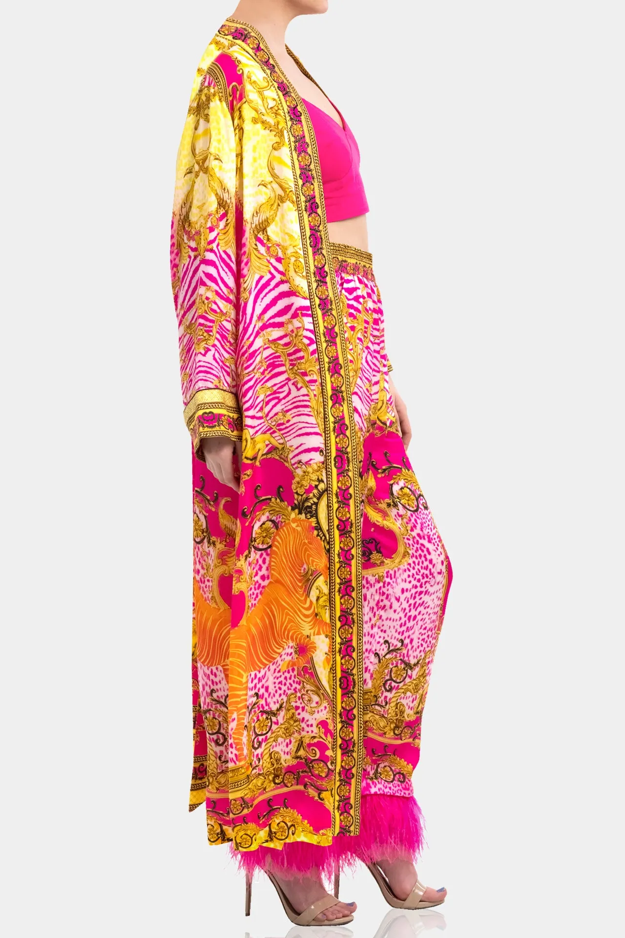 Fuchsia Silk Robe Dress