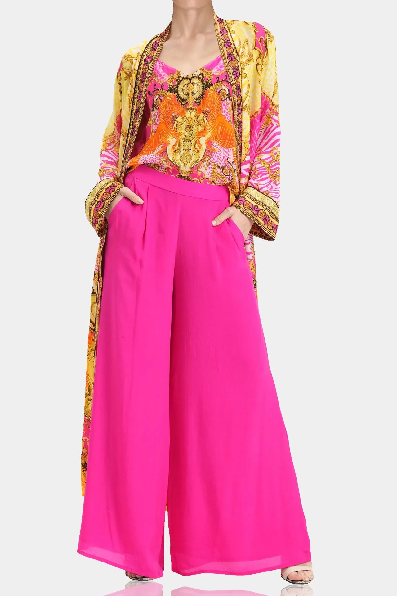 Fuchsia Silk Robe Dress