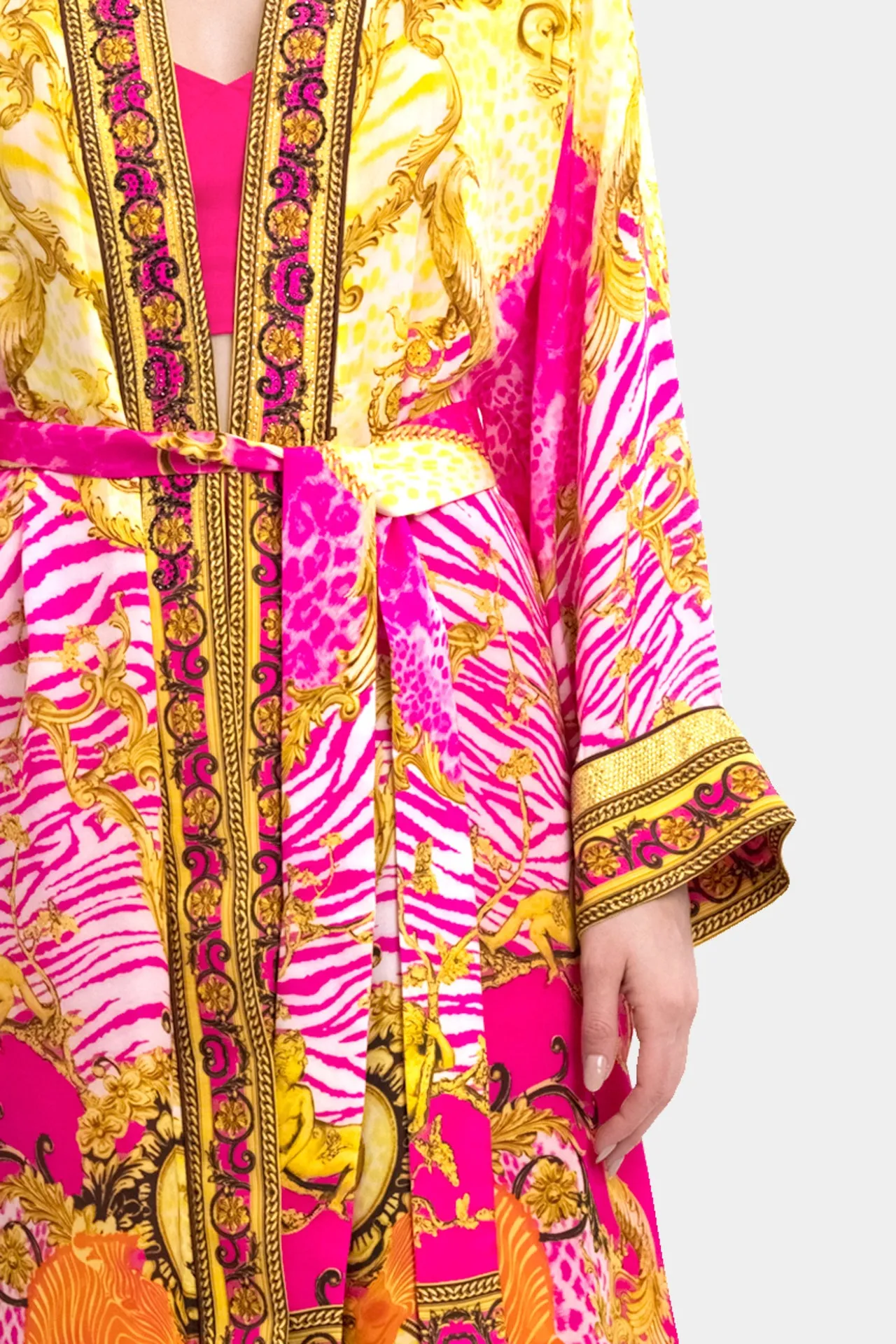 Fuchsia Silk Robe Dress