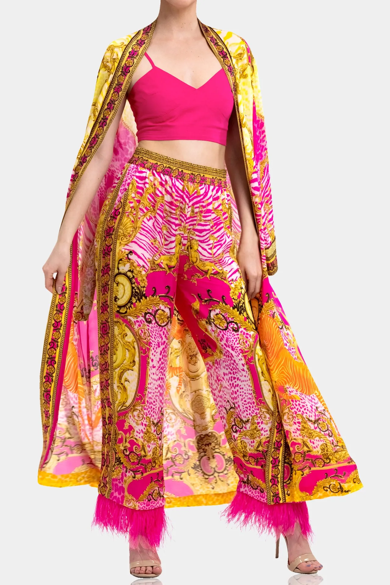 Fuchsia Silk Robe Dress