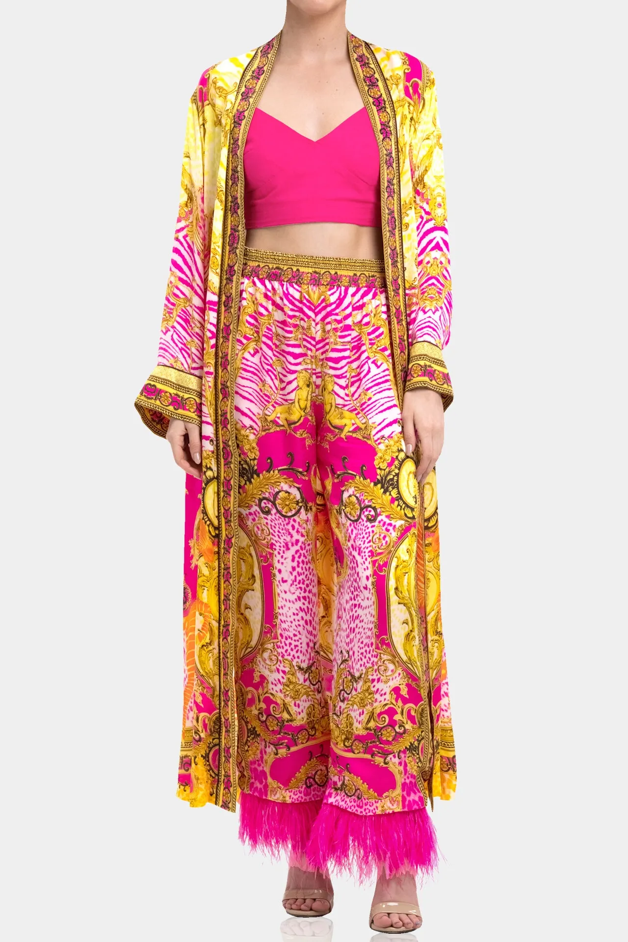 Fuchsia Silk Robe Dress