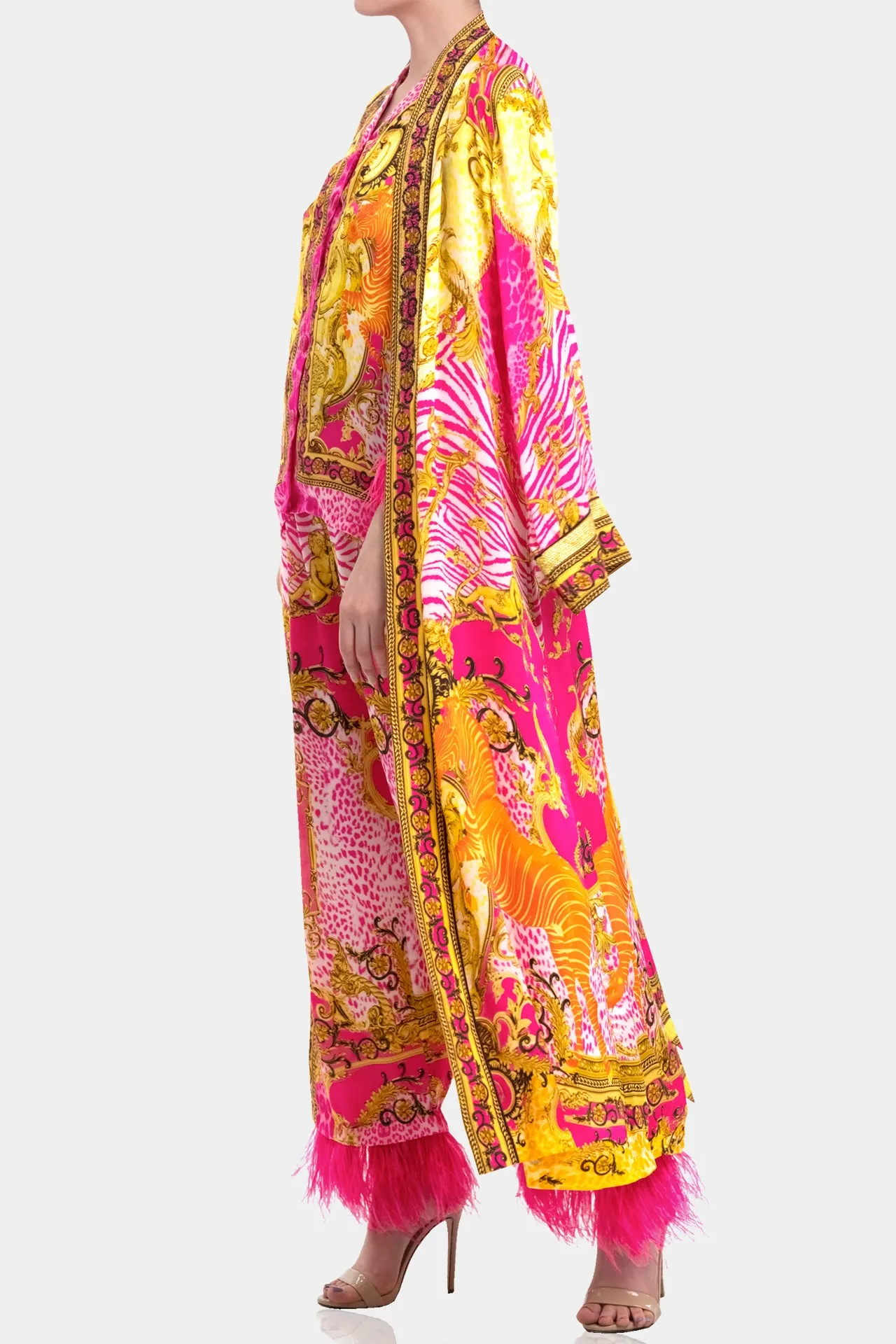 Fuchsia Silk Robe Dress