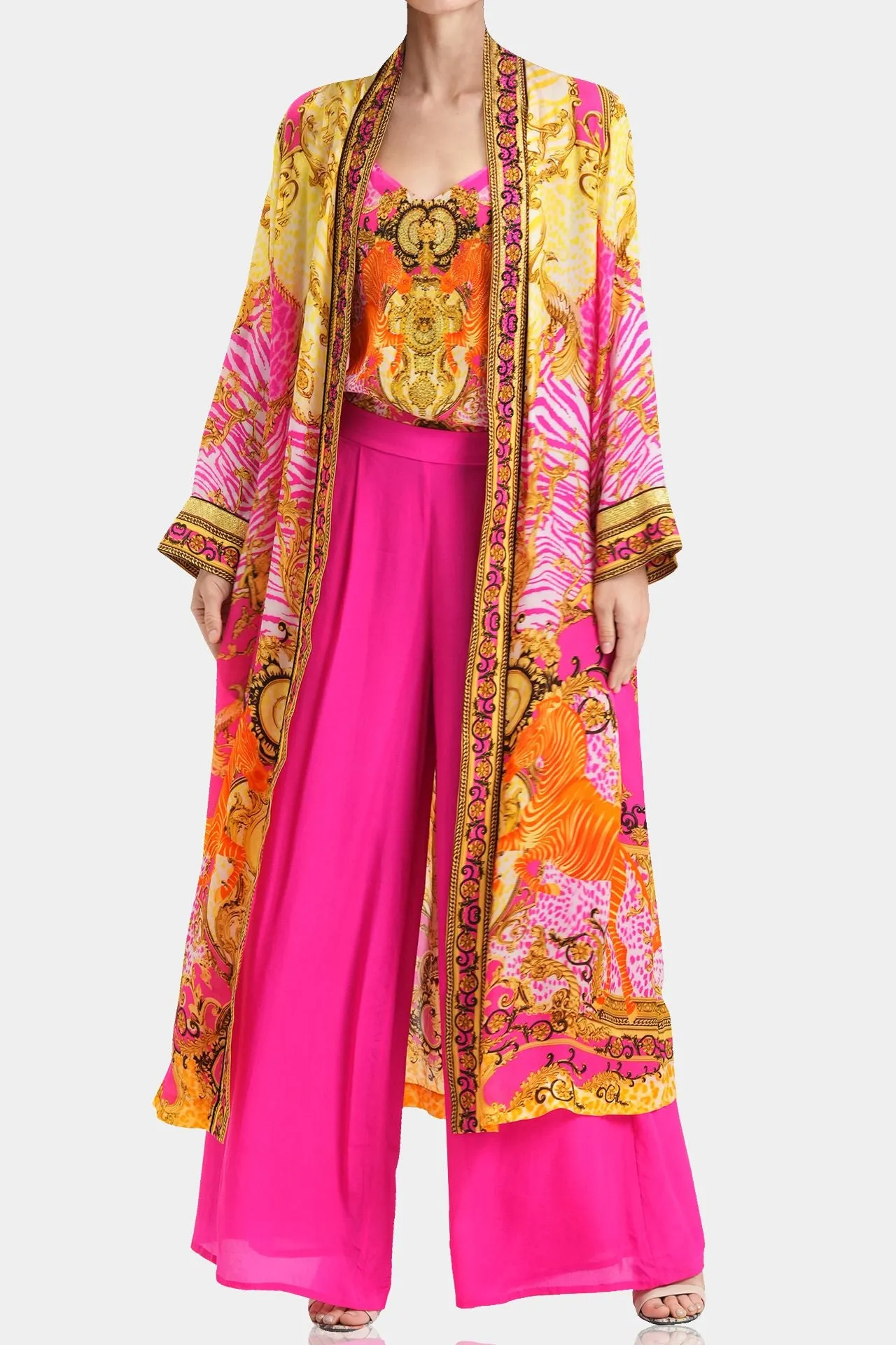 Fuchsia Silk Robe Dress