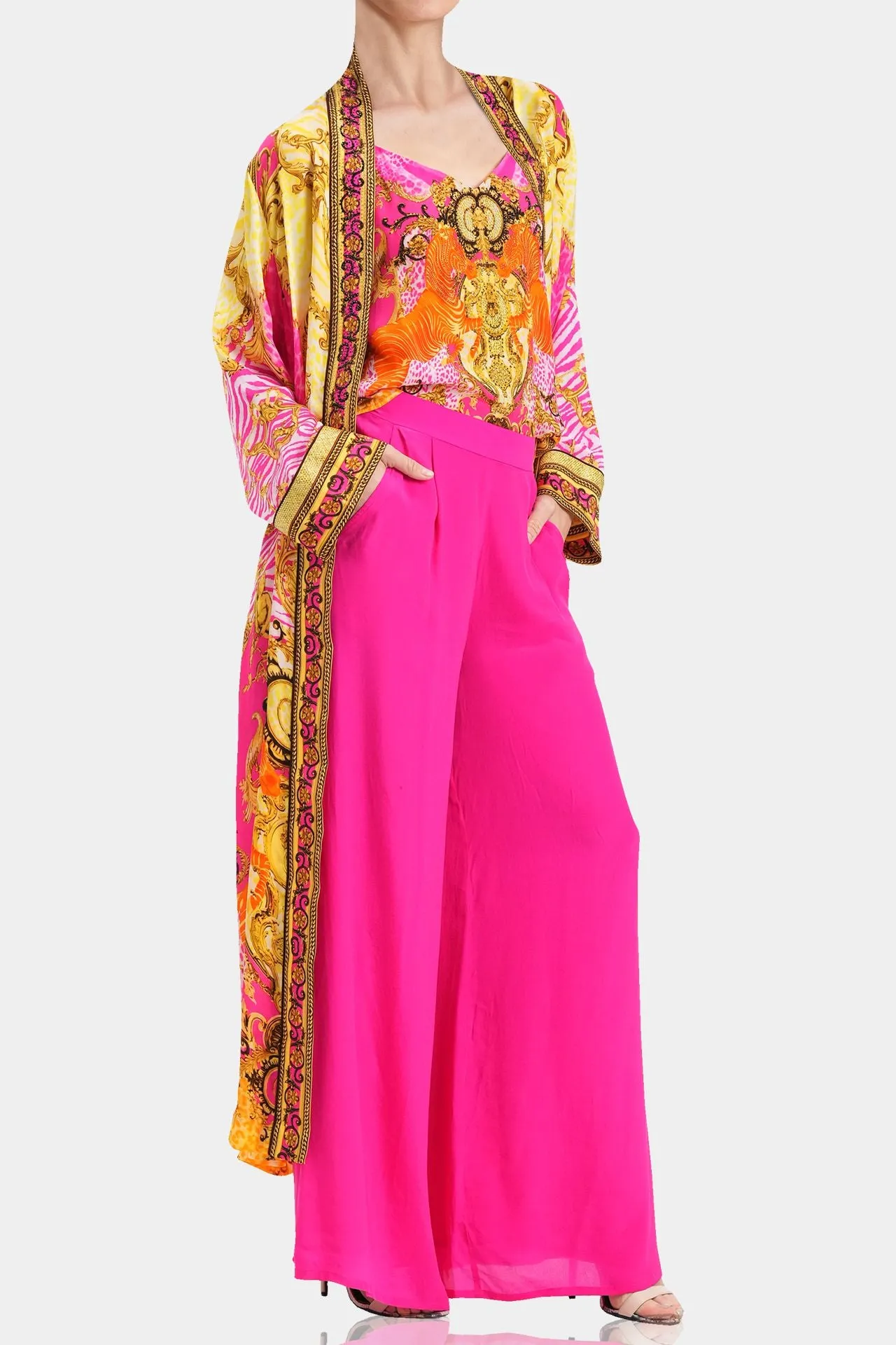 Fuchsia Silk Robe Dress