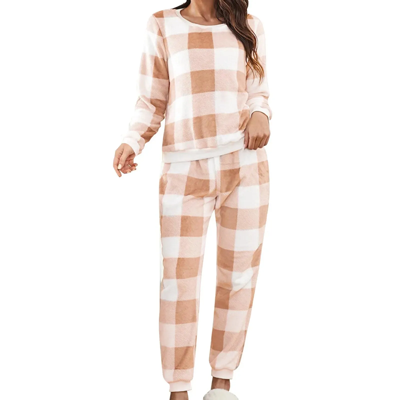 Full Body Pajamas Suits – Warm Plaid Flannel Sleepwear