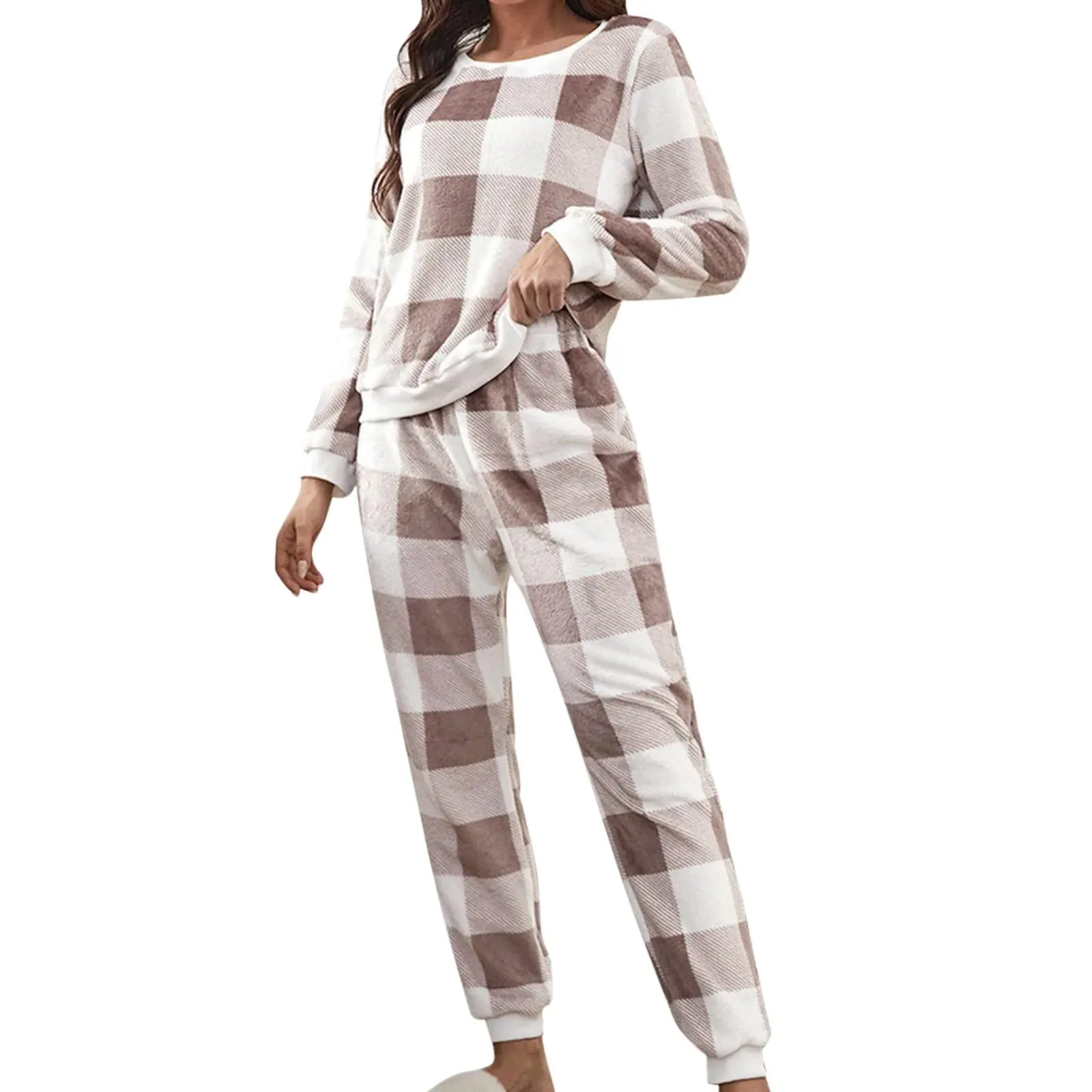 Full Body Pajamas Suits – Warm Plaid Flannel Sleepwear