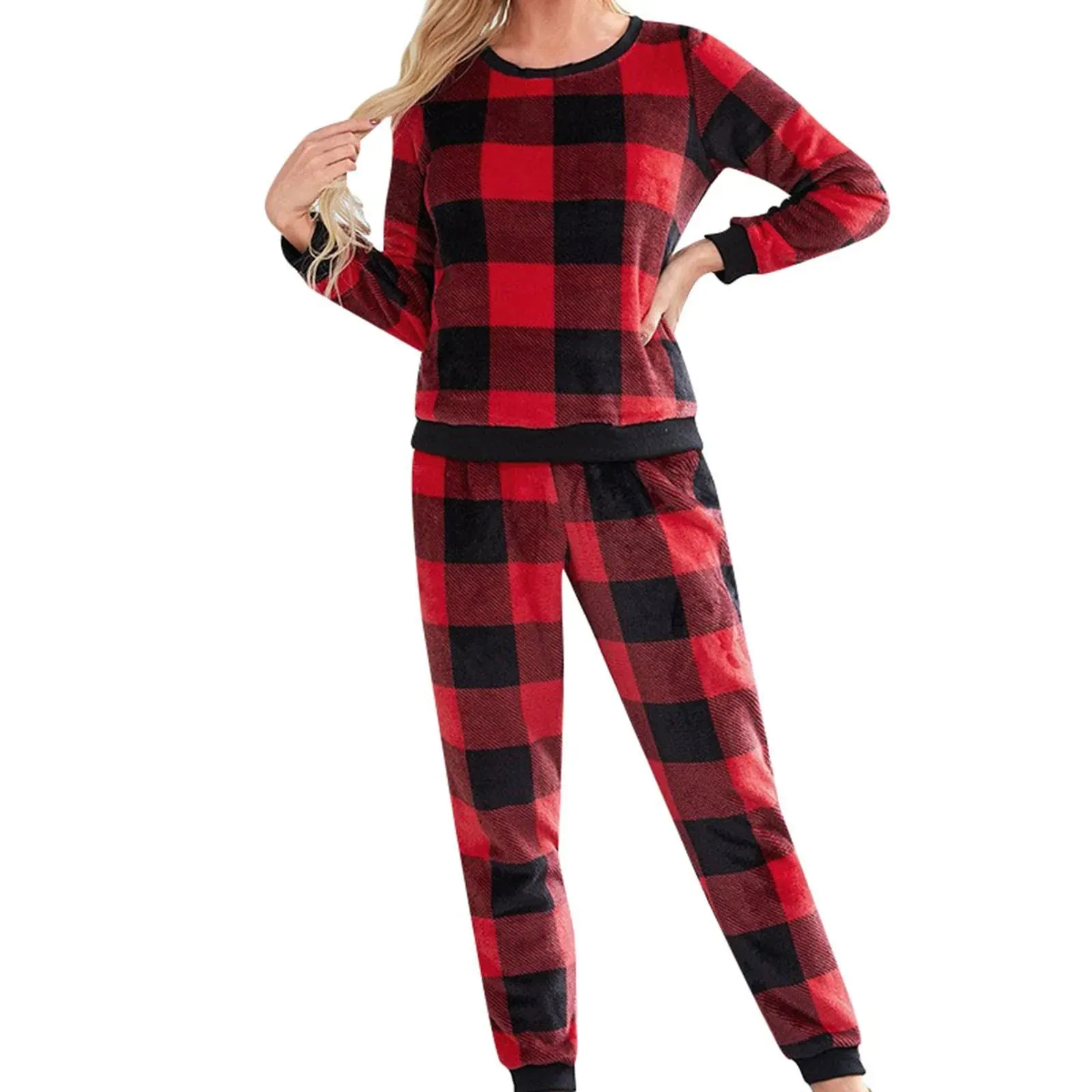 Full Body Pajamas Suits – Warm Plaid Flannel Sleepwear