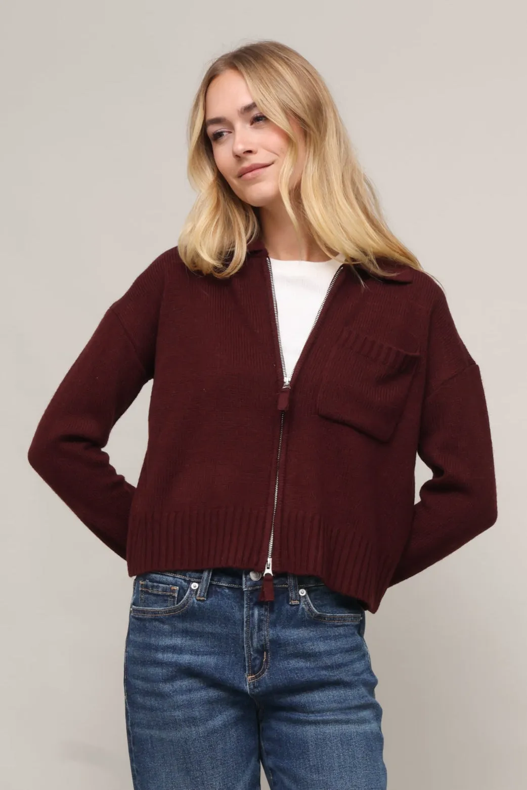 Breathable Lining Silicone Print Detail Full Zip Sweater