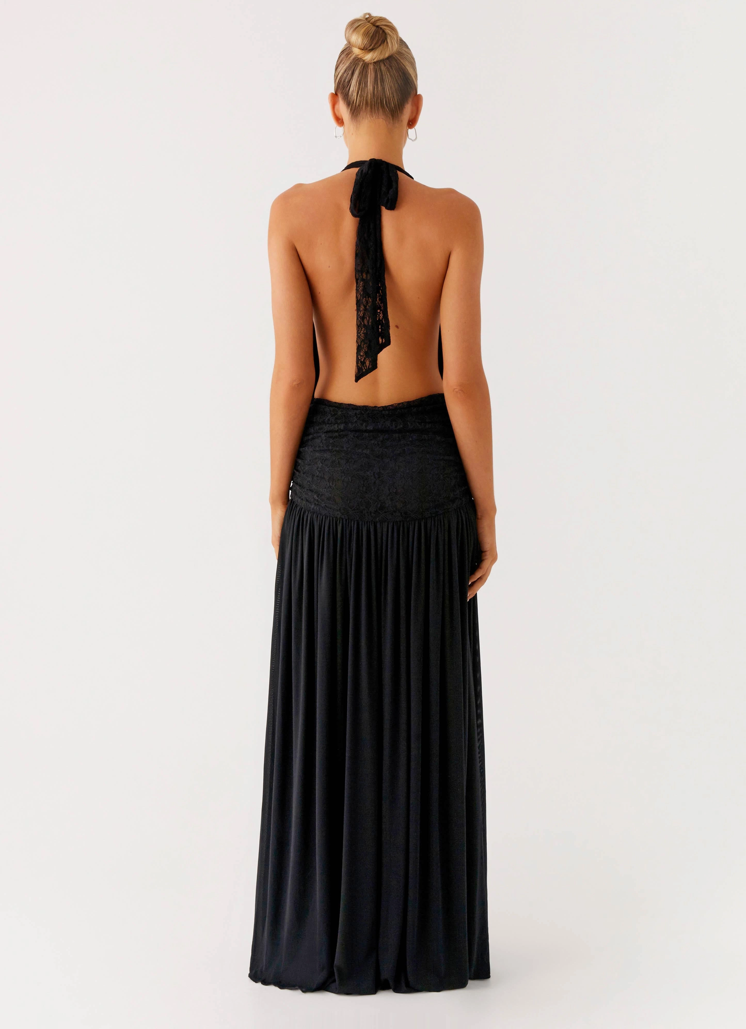 Full Attention Maxi Dress - Black Soft Shape Trend Movement