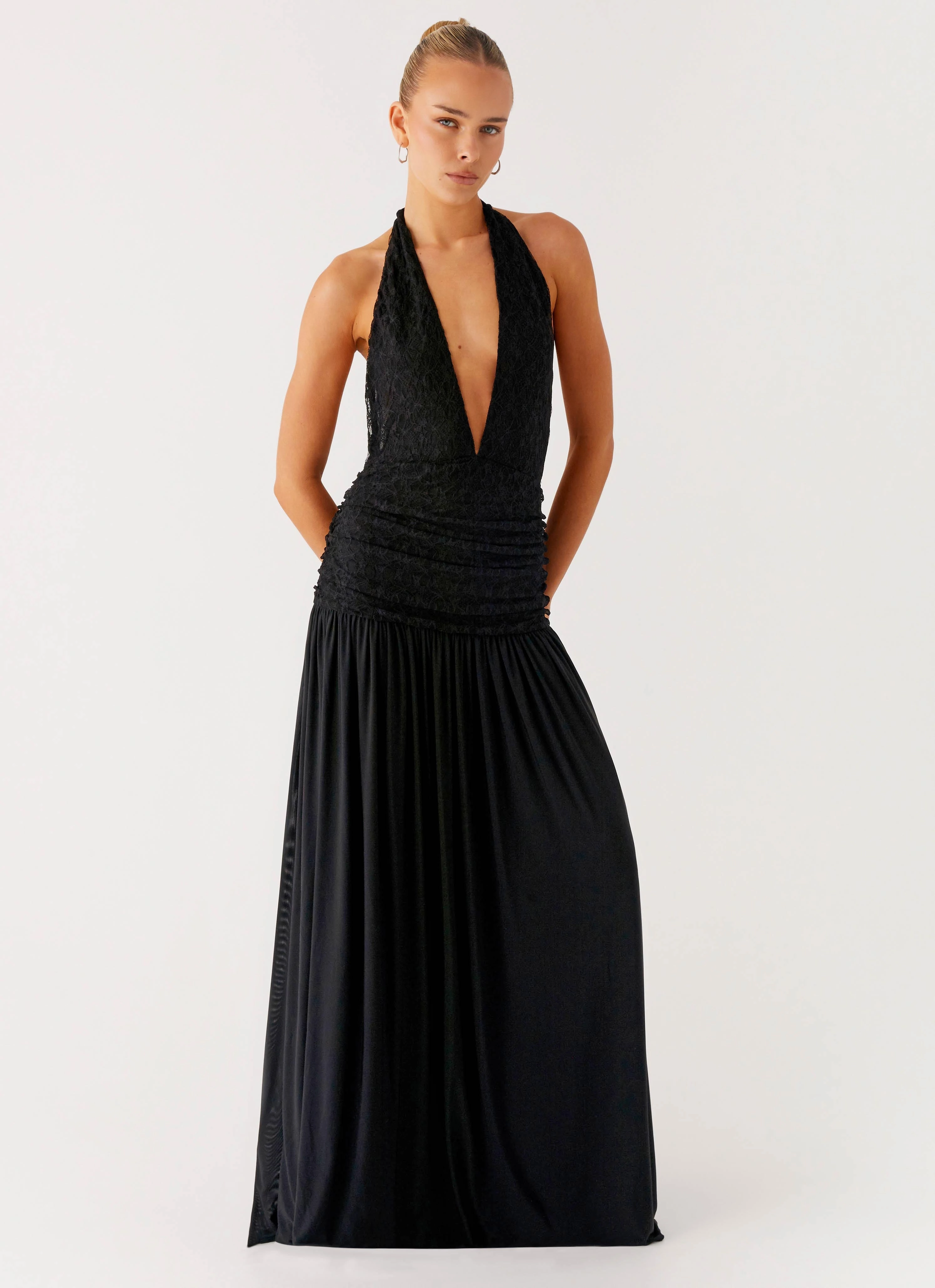 Unisex Option Spring Ready Full Attention Maxi Dress - Black