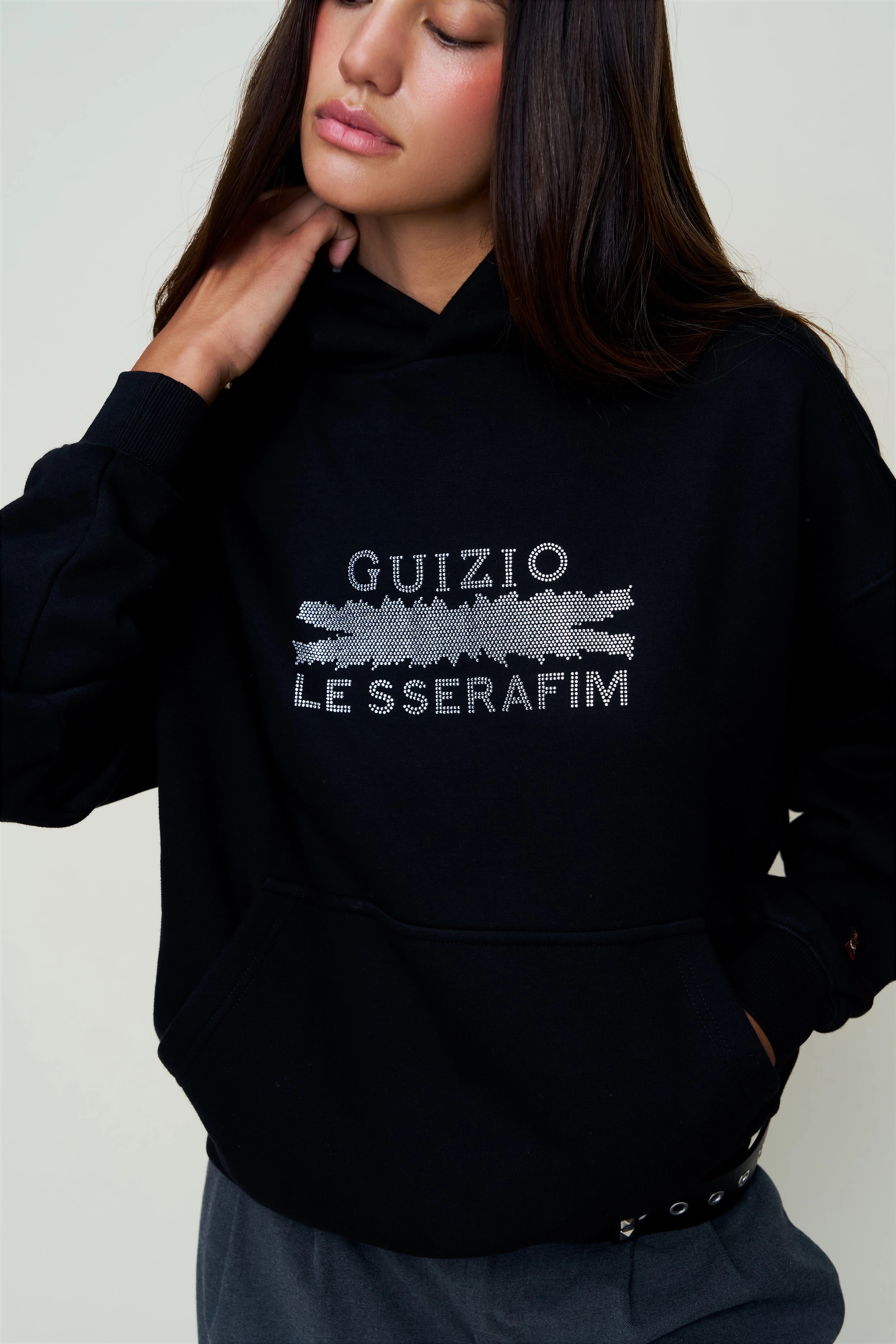 Bedazzled Pull Over Hoodie Soft Touch Crisp Look