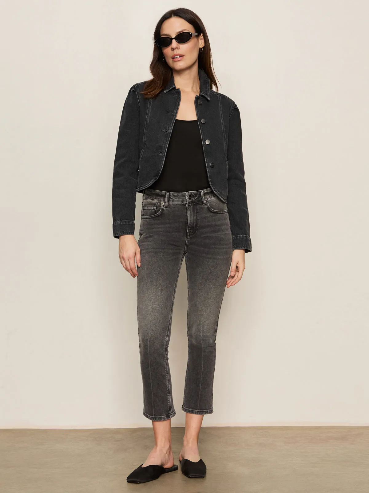 Astra Kick Crop Jean Washed Black Denim Flexible Comfort Wear Full Motion