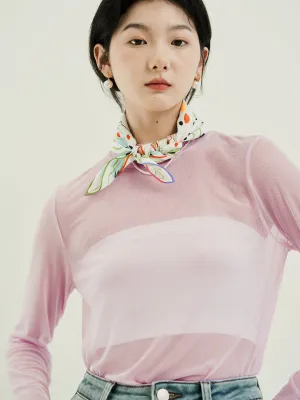 Stretchable Blend AntiStaticFabric Chowxiaodou Original Playful Printed Mesh Top