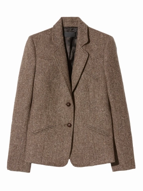 snap closure Snow Friendly Lyon Jacket in Brown Donegal