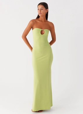 Moara Cut Out Maxi Dress - Lime Green Timeless fitted silhouette