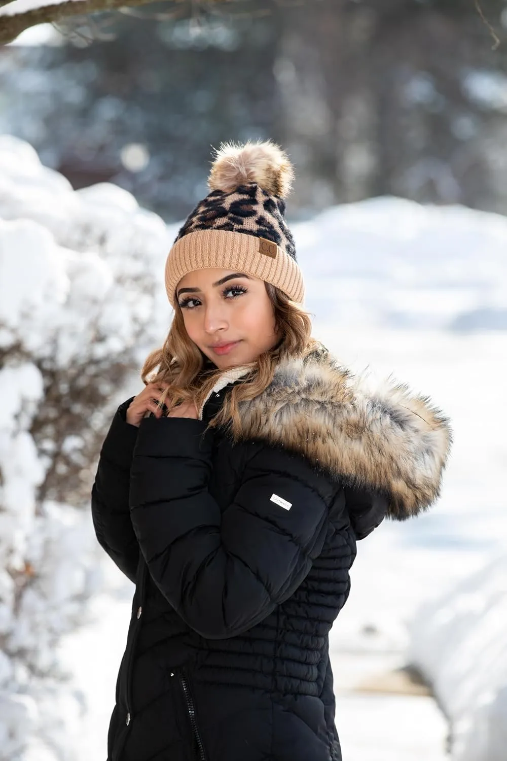 Funky Junque Cozy Knit Pom Beanie - Stylish Winter Hat for Women - Animal Prints, Value Packs, Wool Blend