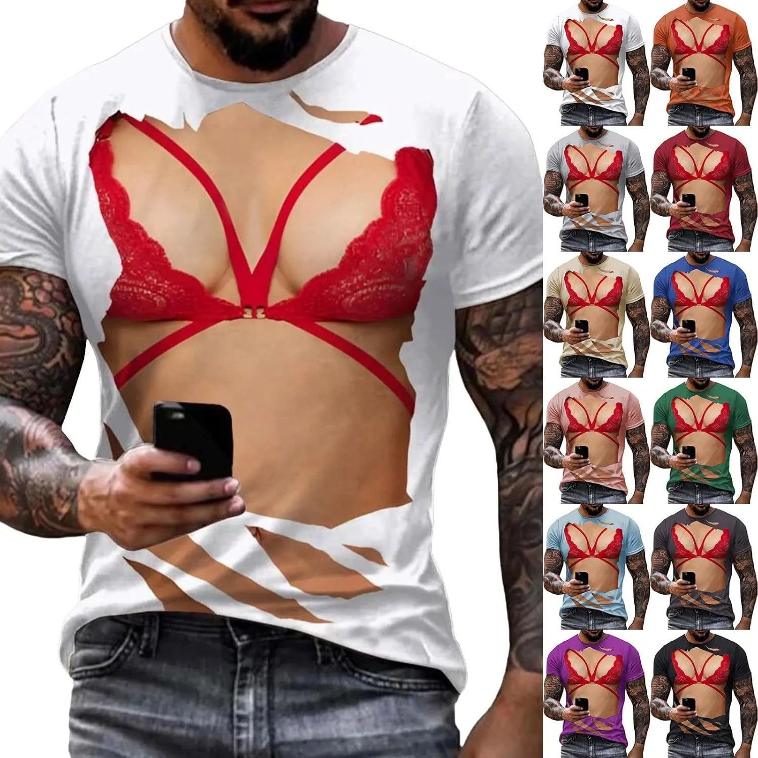 Funny Shirt for Men Crewneck Short Sleeve Funny Graphic Print Tees Tops Unisex 2025 Summer Fashion Tee Shirts