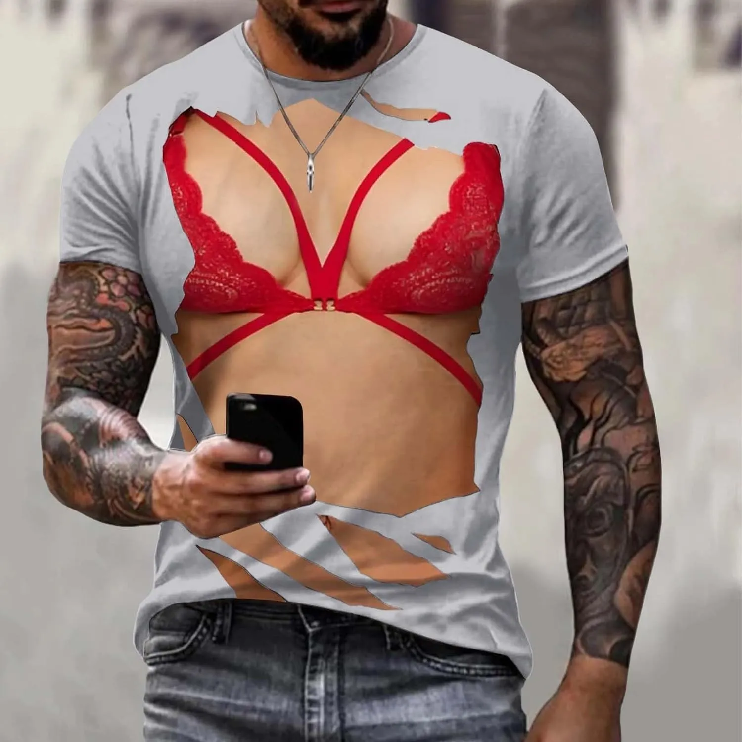 Funny Shirt for Men Crewneck Short Sleeve Funny Graphic Print Tees Tops Unisex 2025 Summer Fashion Tee Shirts